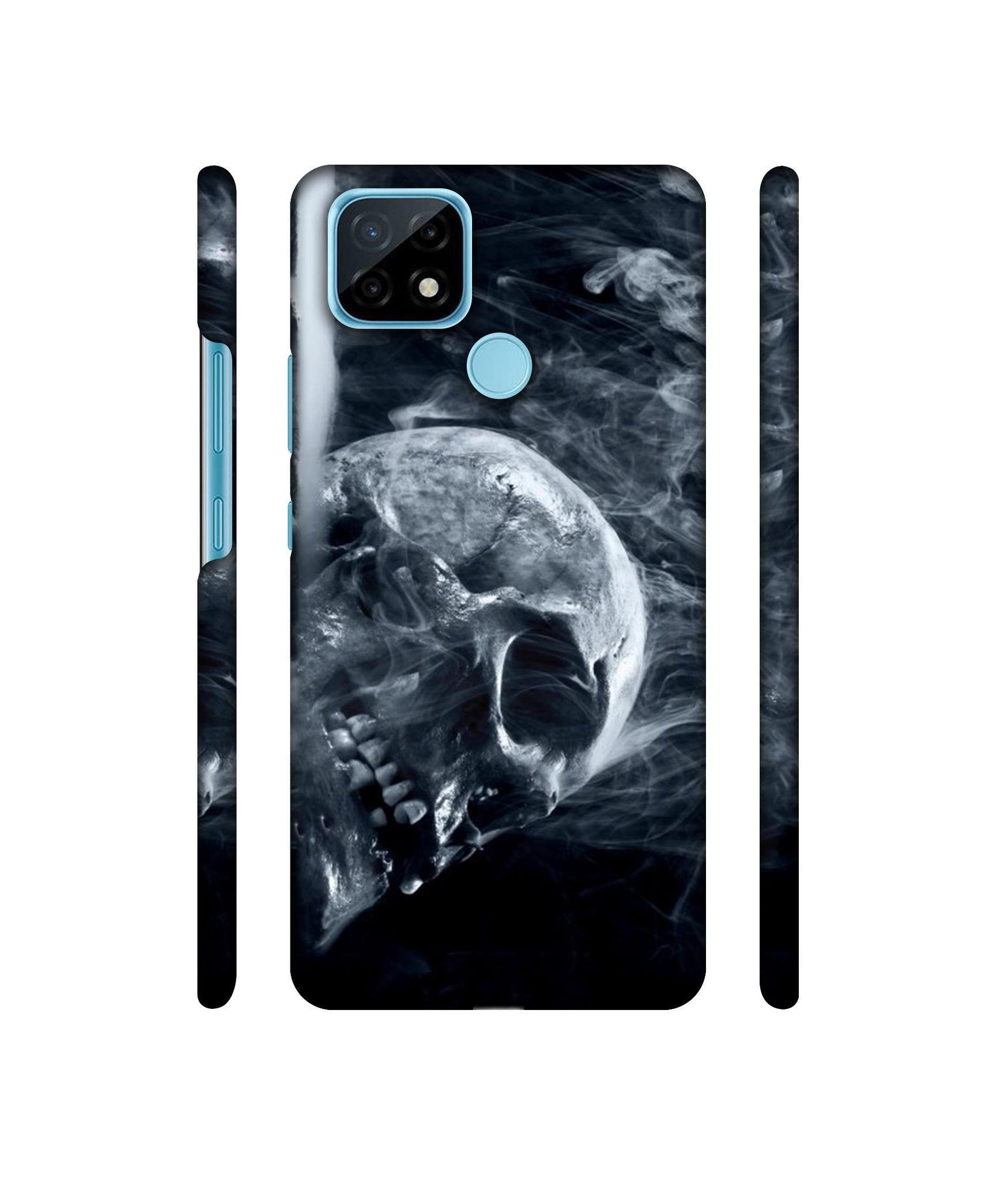 Skull Smoke Blue Scary Death Designer Hard Back Cover for Realme C21