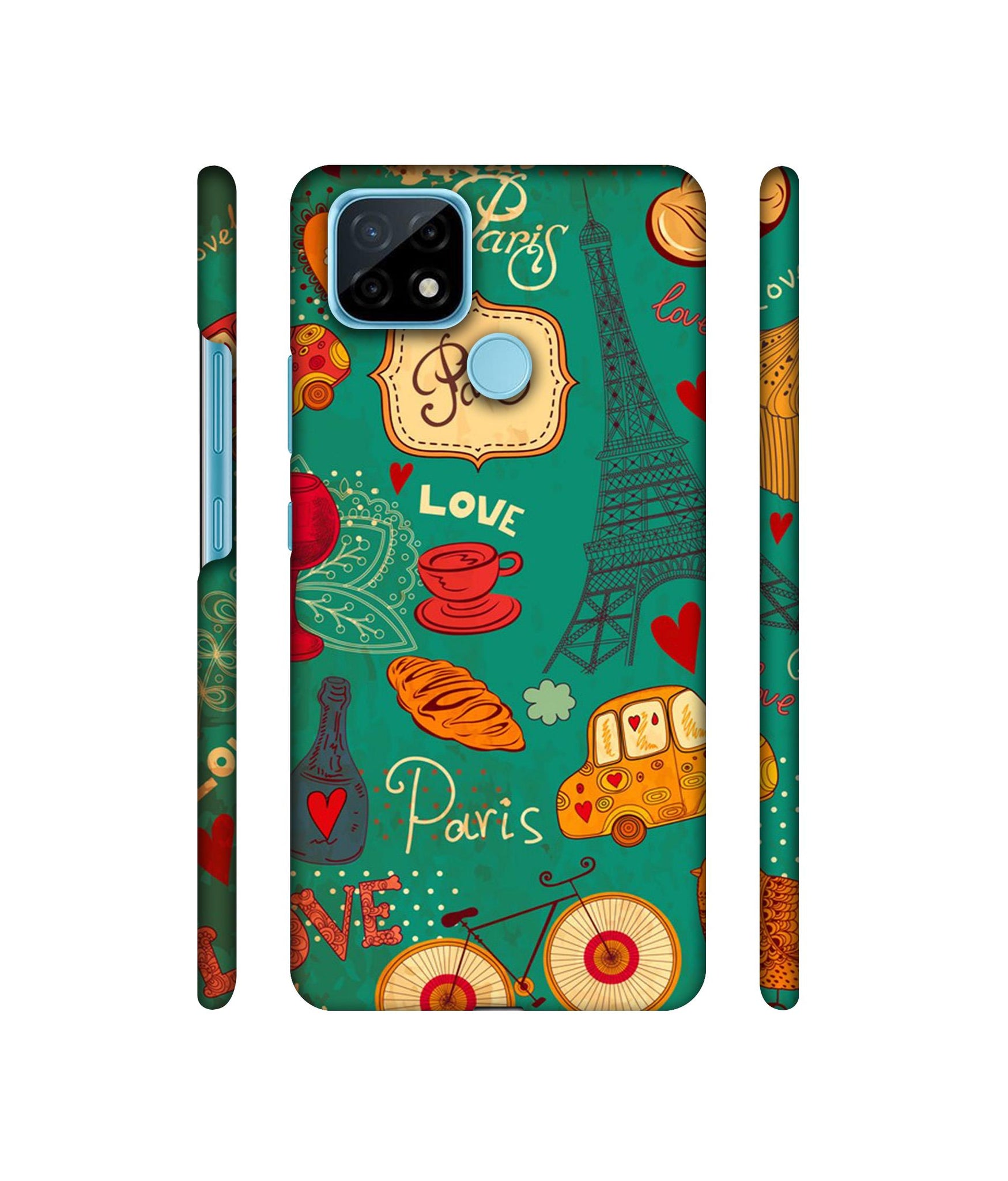 Paris Love Print Designer Hard Back Cover for Realme C21