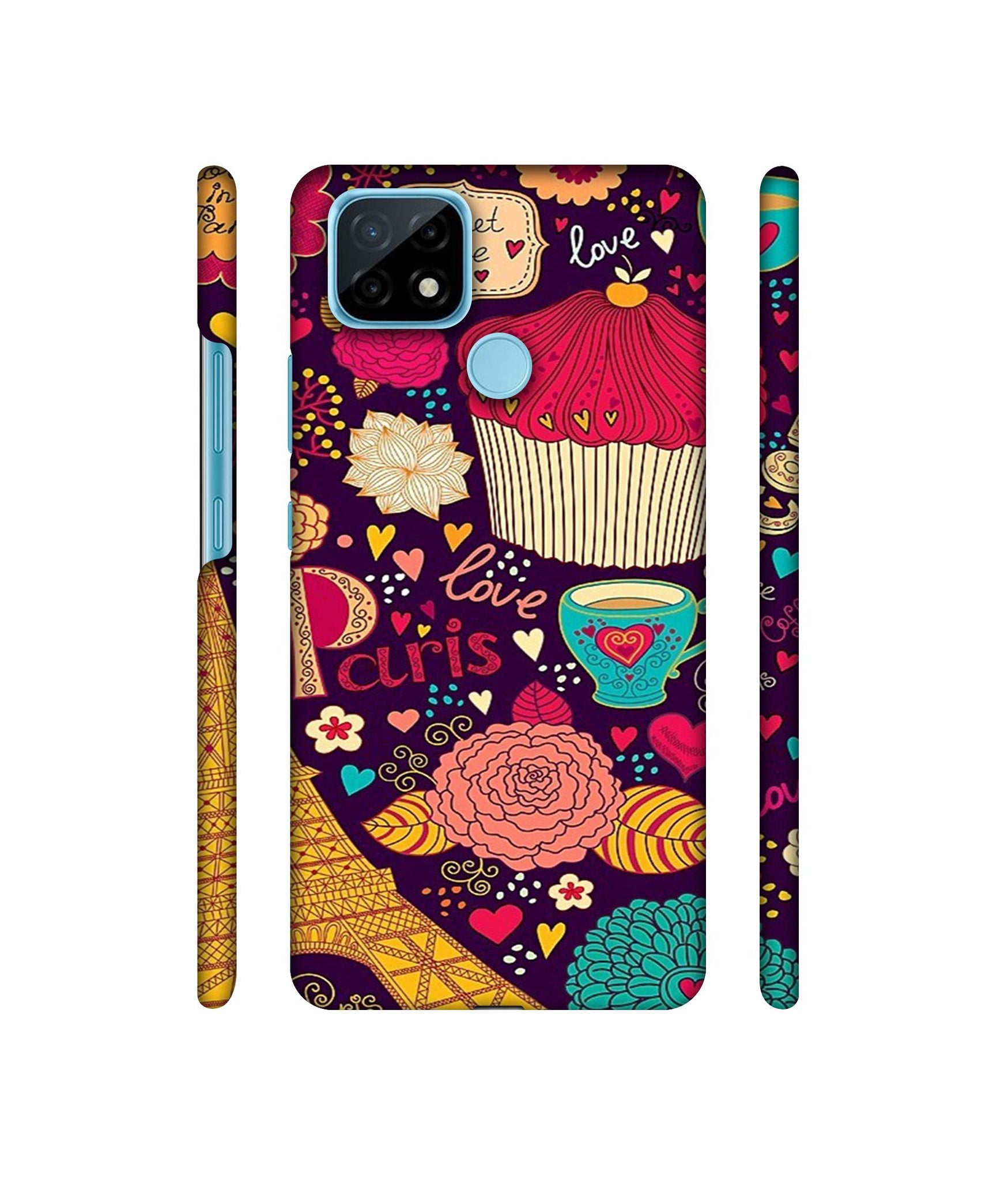 Paris Flower Love Designer Hard Back Cover for Realme C21