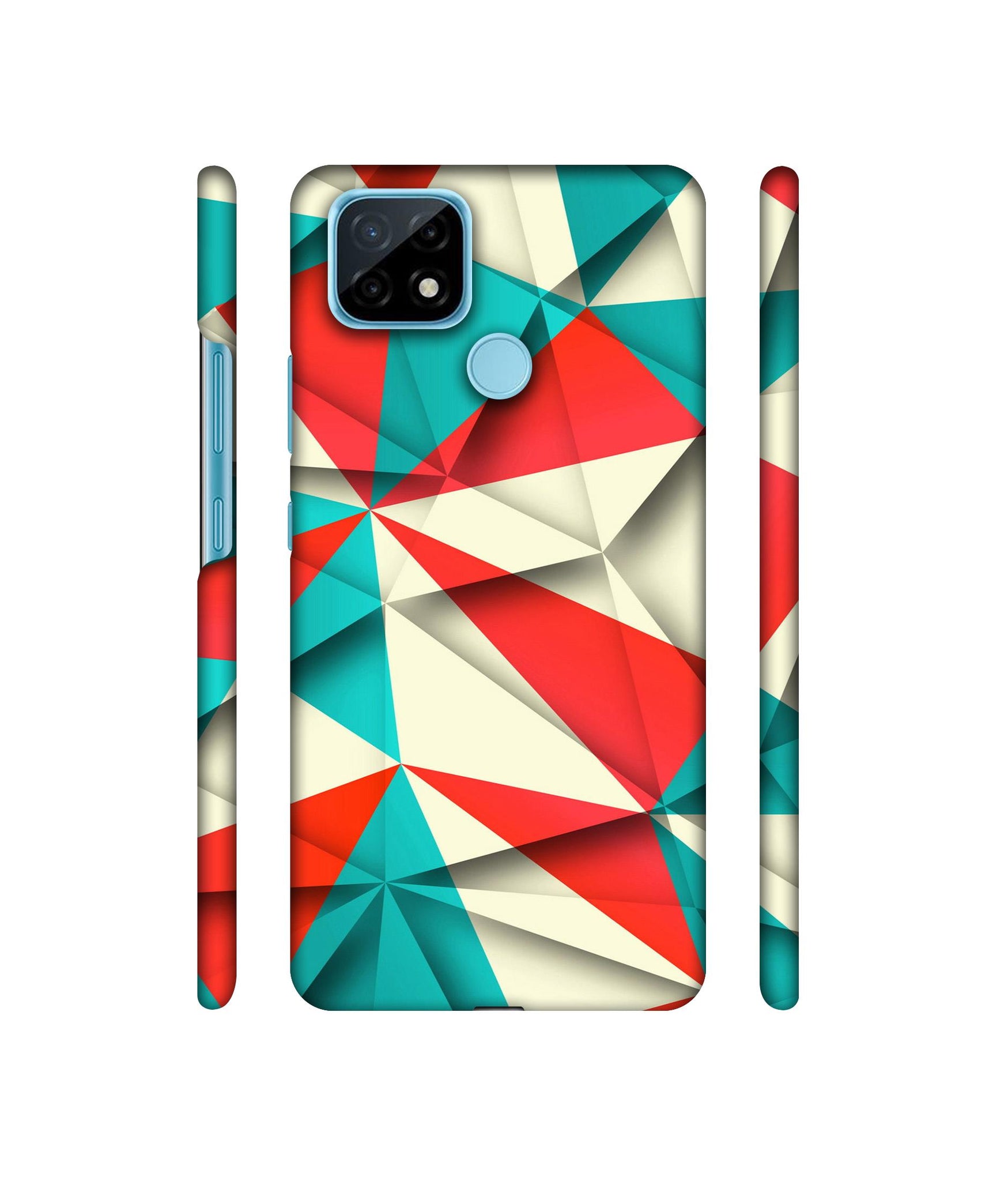 Red Blue White Pattern Designer Hard Back Cover for Realme C21