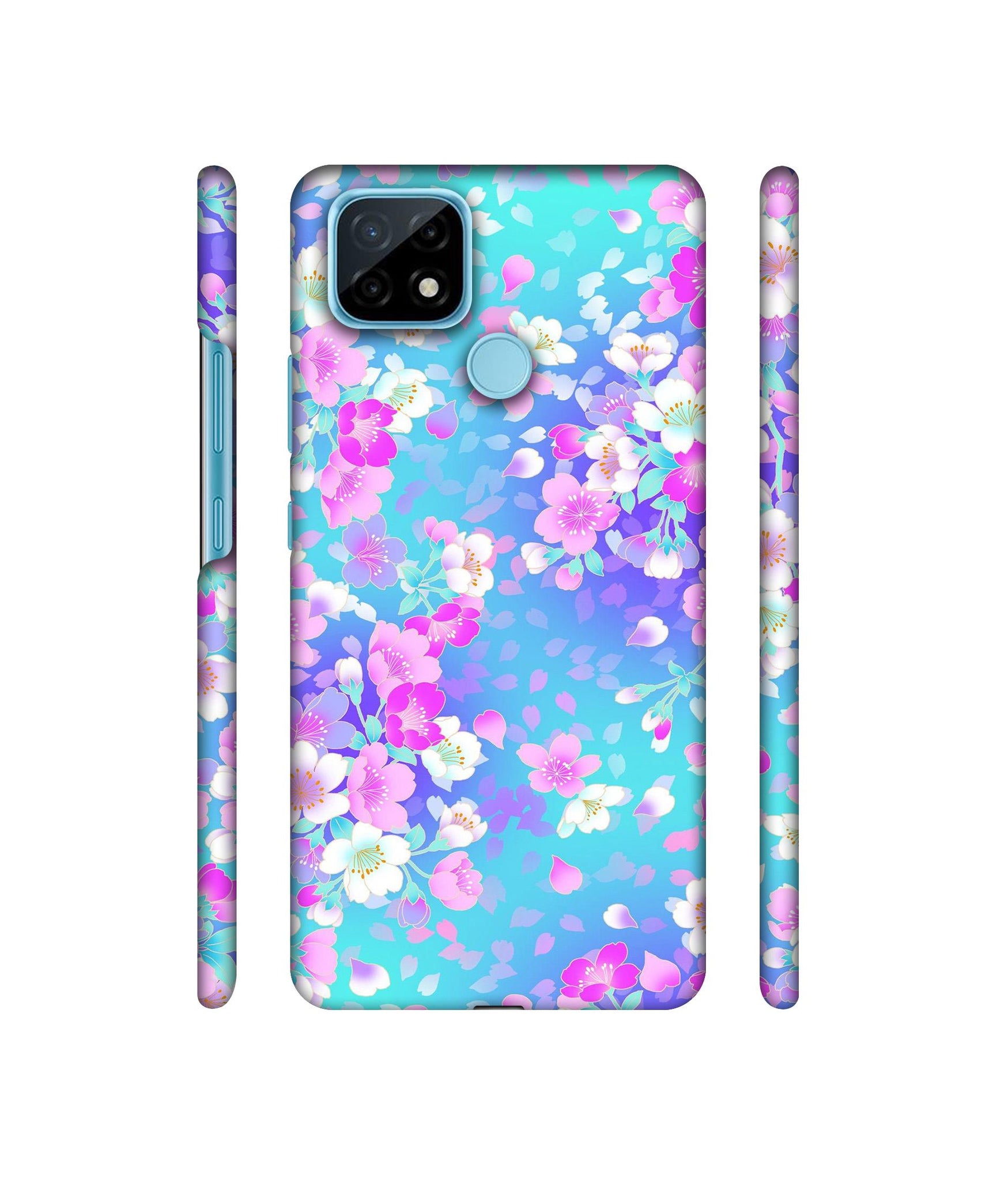 Floral Blue Pattern Designer Hard Back Cover for Realme C21