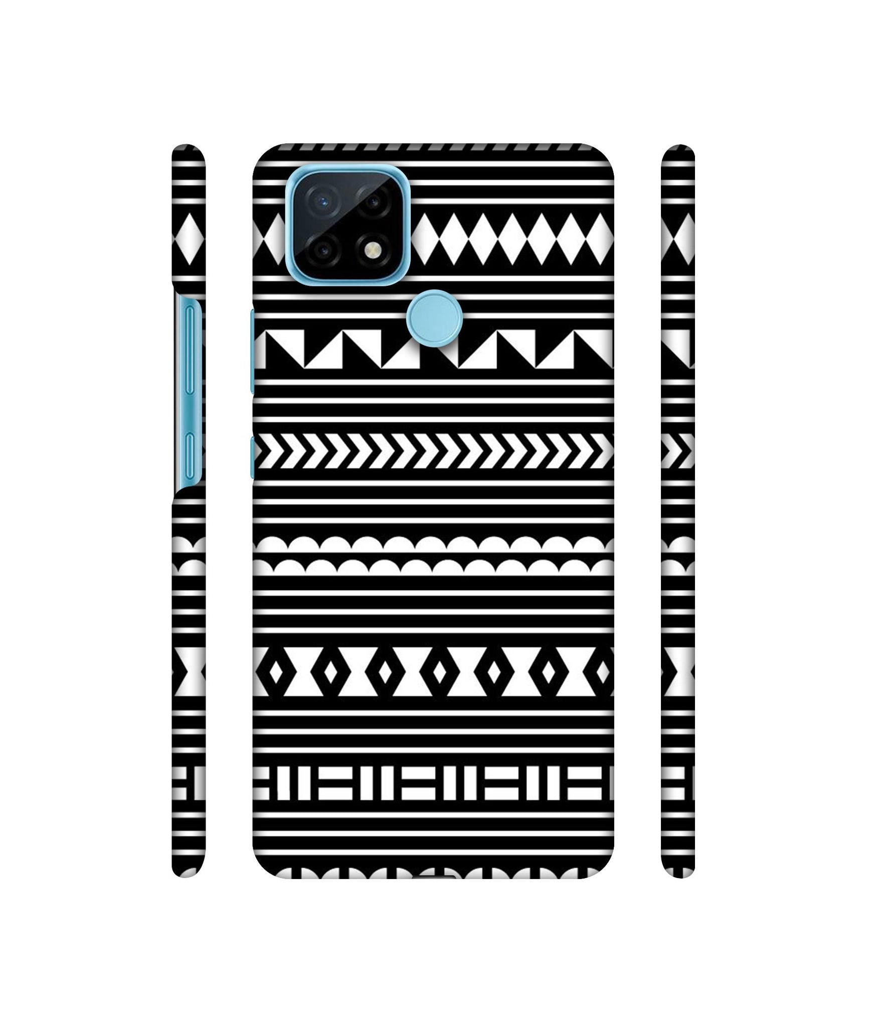 Black Pattern Designer Hard Back Cover for Realme C21