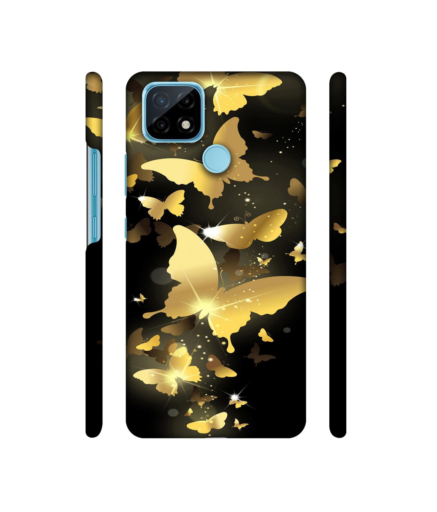 Golden Butterfly Pattern Designer Hard Back Cover for Realme C21