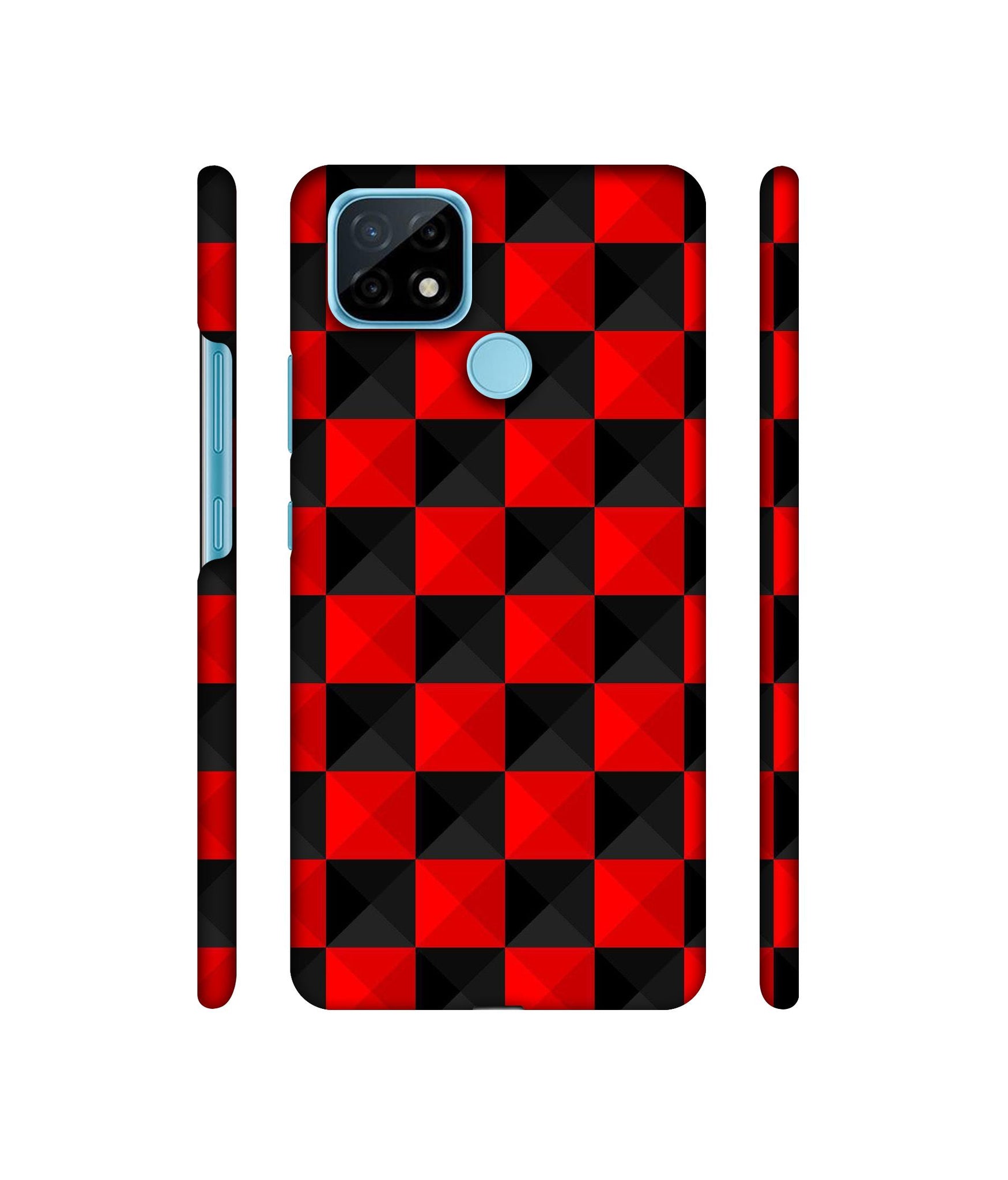 Red N Black Cubes Designer Hard Back Cover for Realme C21