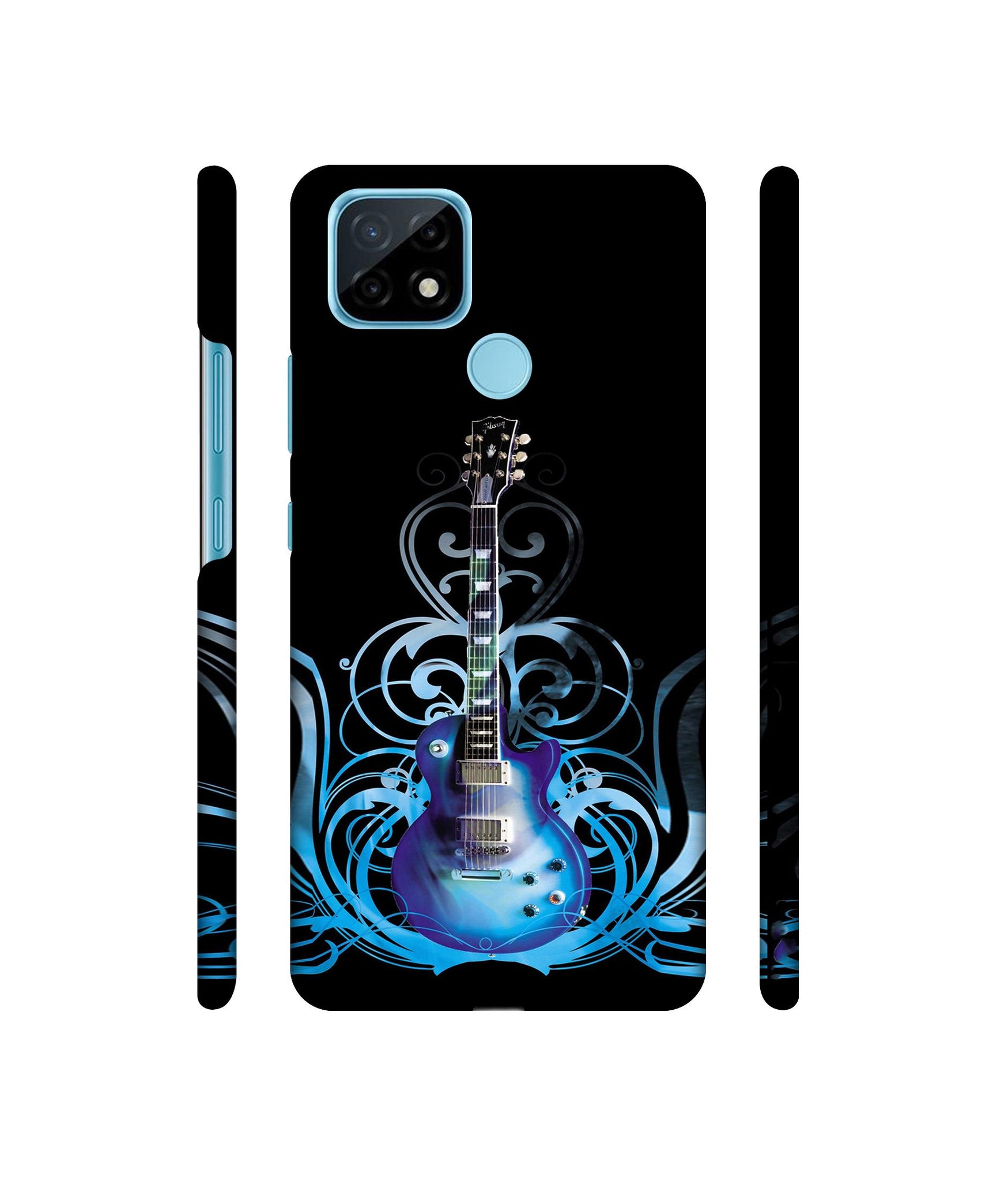 Guitar In Blue Pattern Designer Hard Back Cover for Realme C21