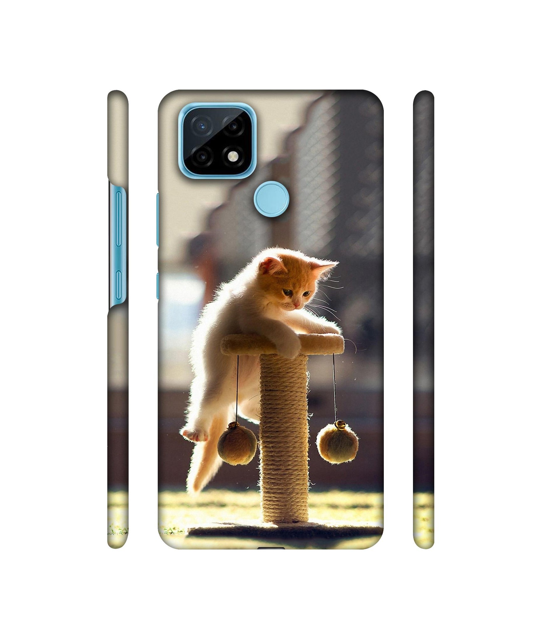 Cat Climbing Designer Hard Back Cover for Realme C21