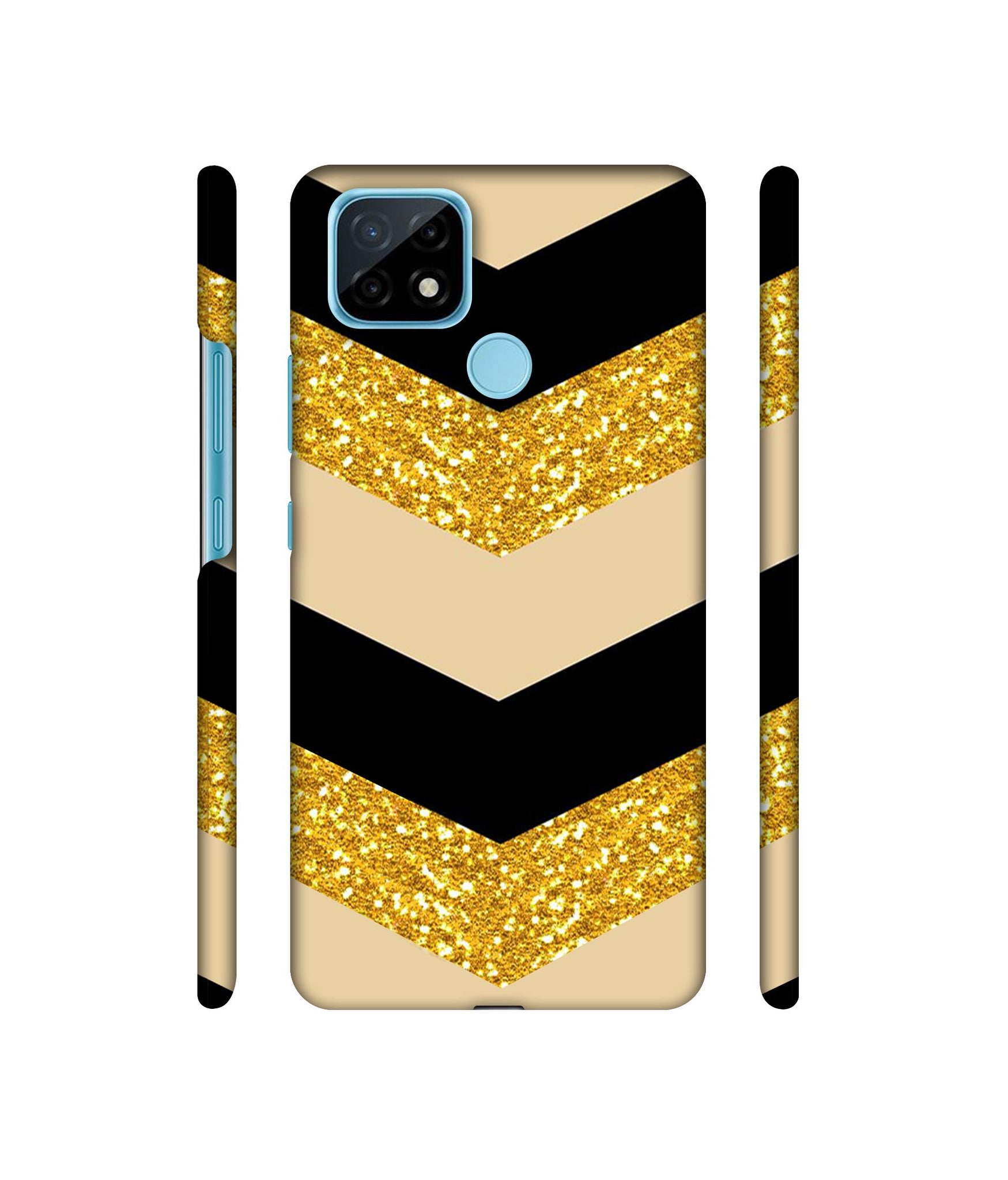 Black & Gold Designer Hard Back Cover for Realme C21