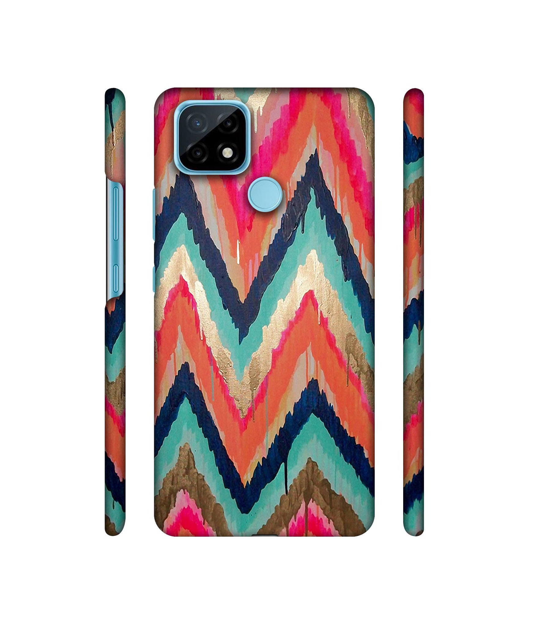 Colorful Zig-Zag Lines Art Designer Hard Back Cover for Realme C21