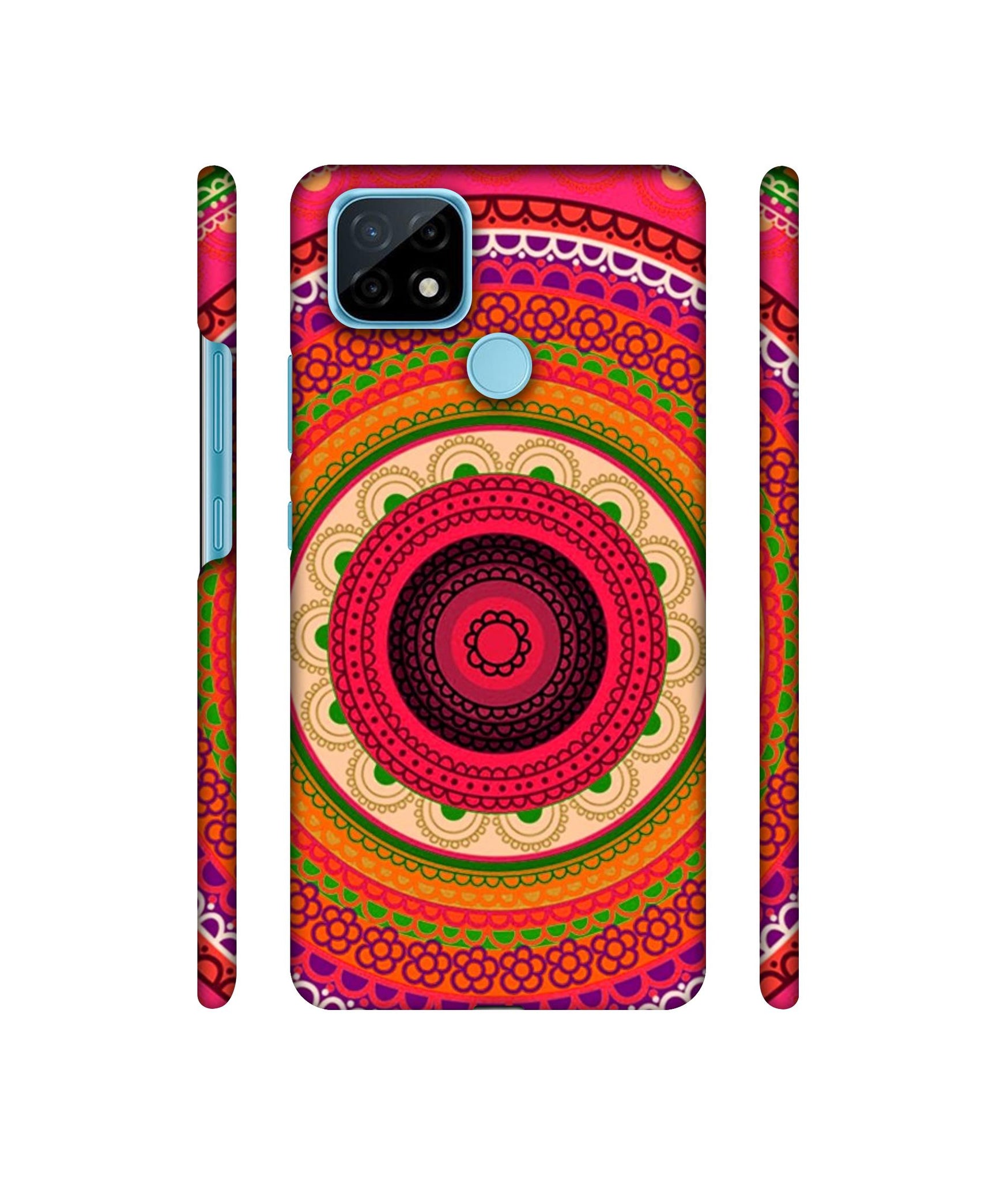 Round Rangoli Designer Hard Back Cover for Realme C21