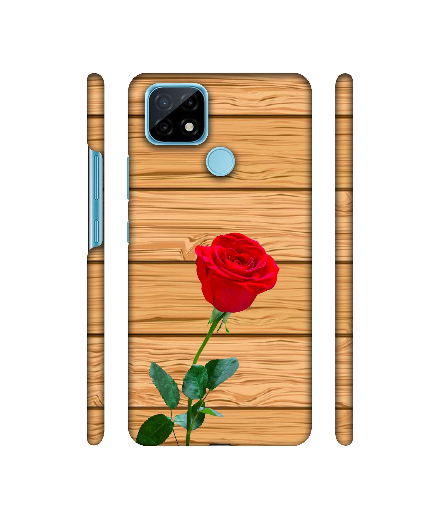 Rose With Wooden Texture Designer Hard Back Cover for Realme C21