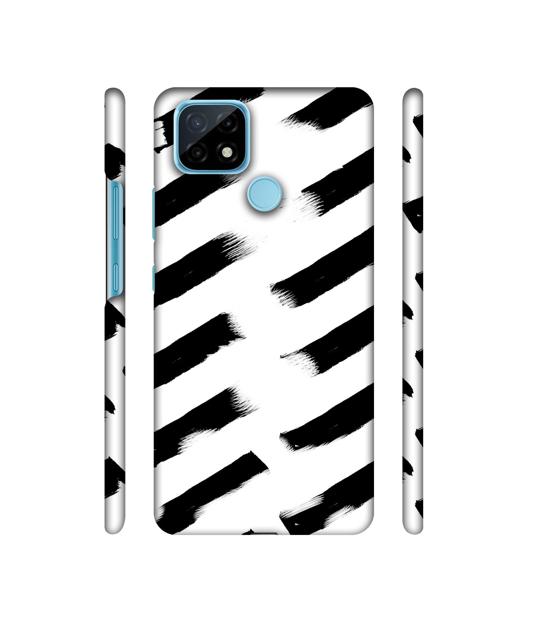 Black & White Rectangle Designer Hard Back Cover for Realme C21