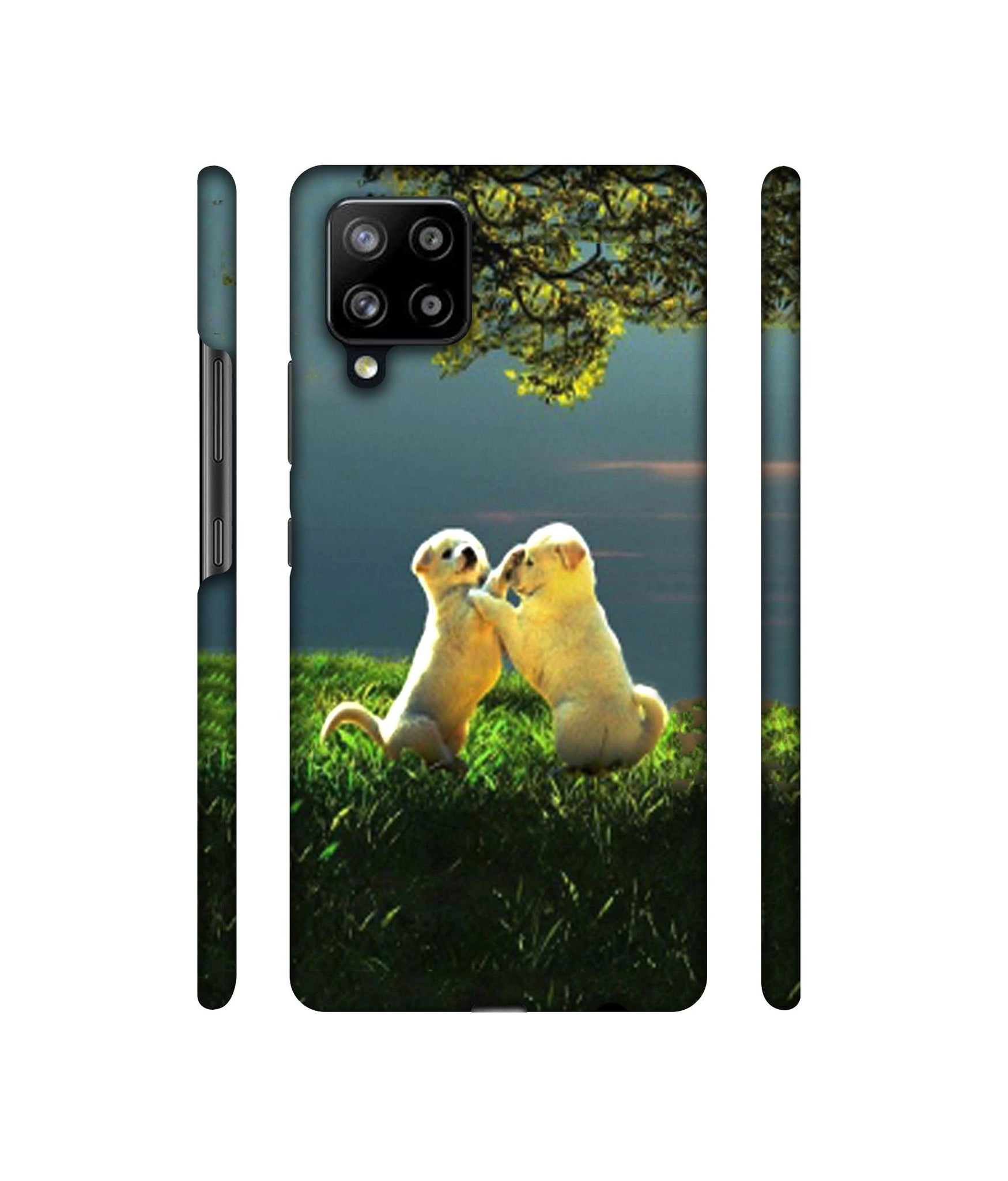 Puppy Couple Play Kids Nature Designer Hard Back Cover for Samsung Galaxy M42 5G / A42 5G