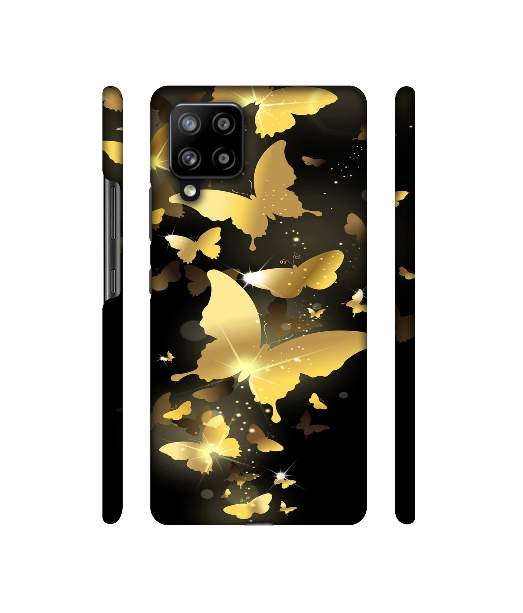 Golden Butterfly Pattern Designer Hard Back Cover for Samsung Galaxy M42 5G / A42 5G