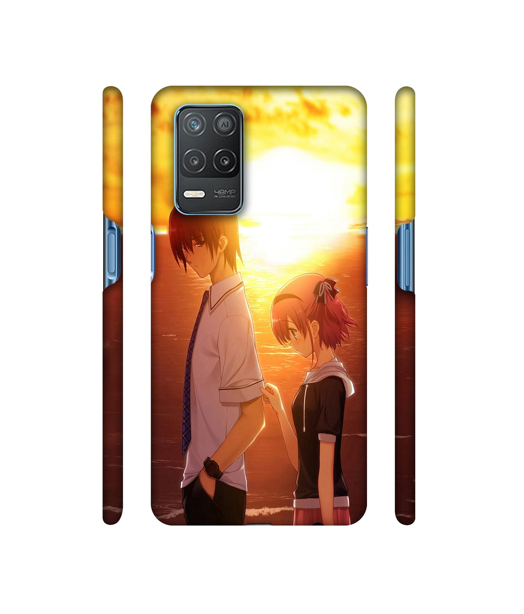 Girl Boy Sunset Sea Designer Hard Back Cover for Realme 8 5G / Realme 8s 5G