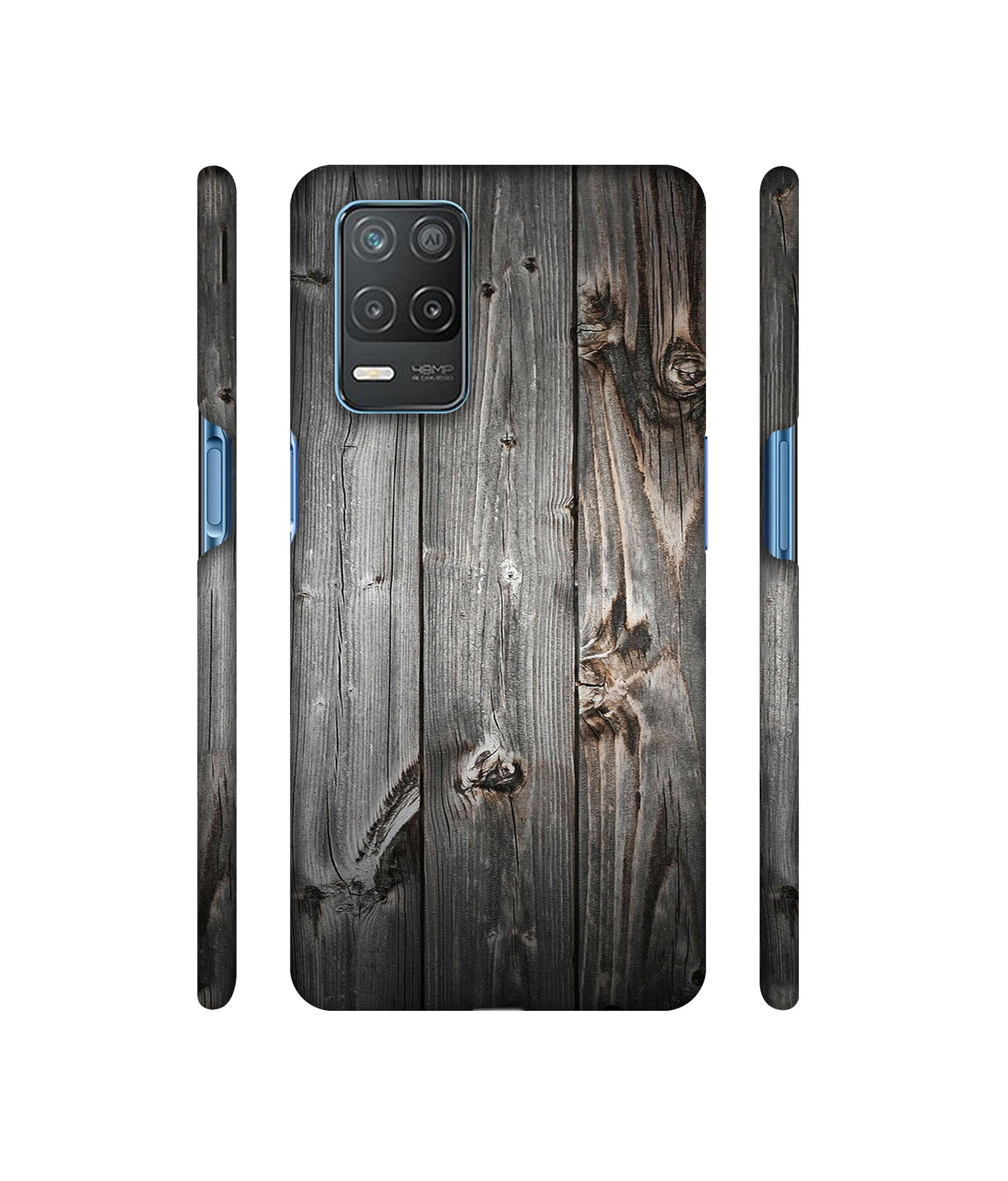 Grey Wooden Texture Designer Hard Back Cover for Realme 8 5G / Realme 8s 5G