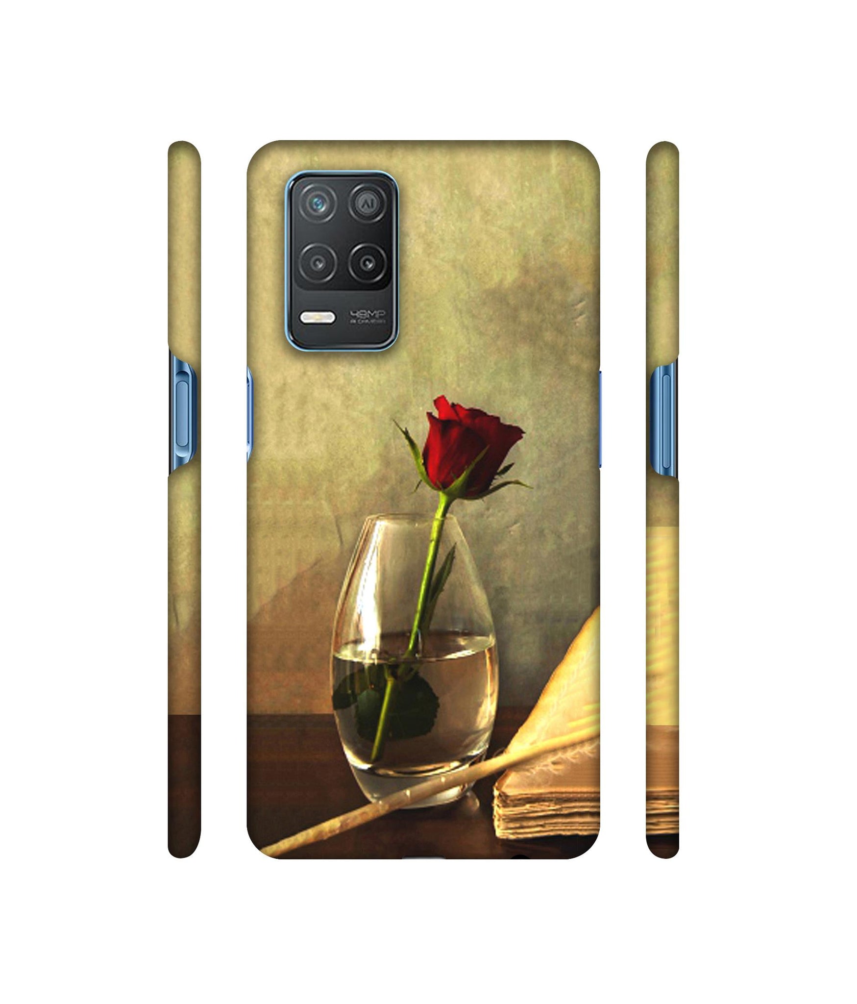 Red Rose in Glass Designer Hard Back Cover for Realme 8 5G / Realme 8s 5G