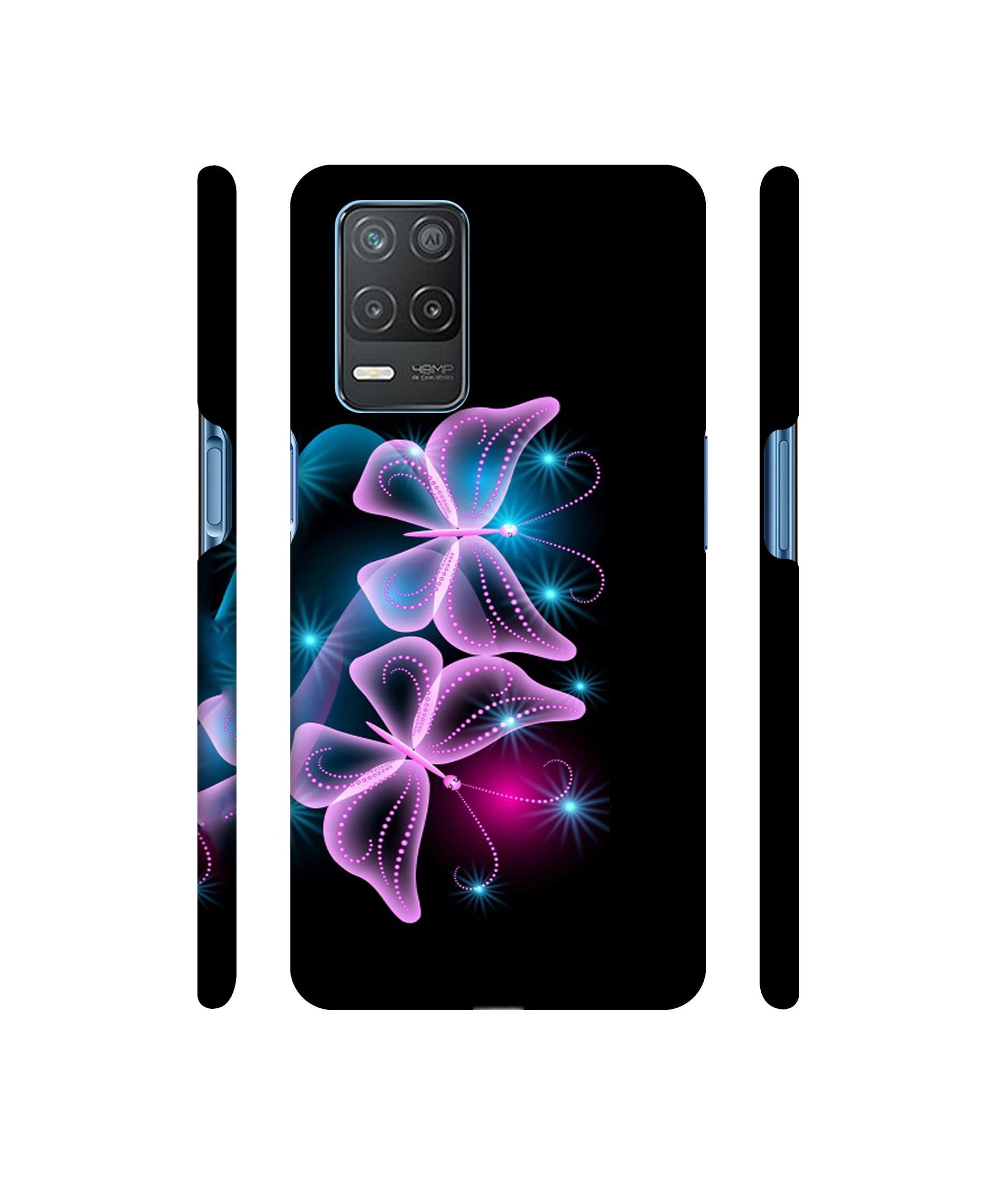 Butterflies Neon Light Designer Hard Back Cover for Realme 8 5G / Realme 8s 5G