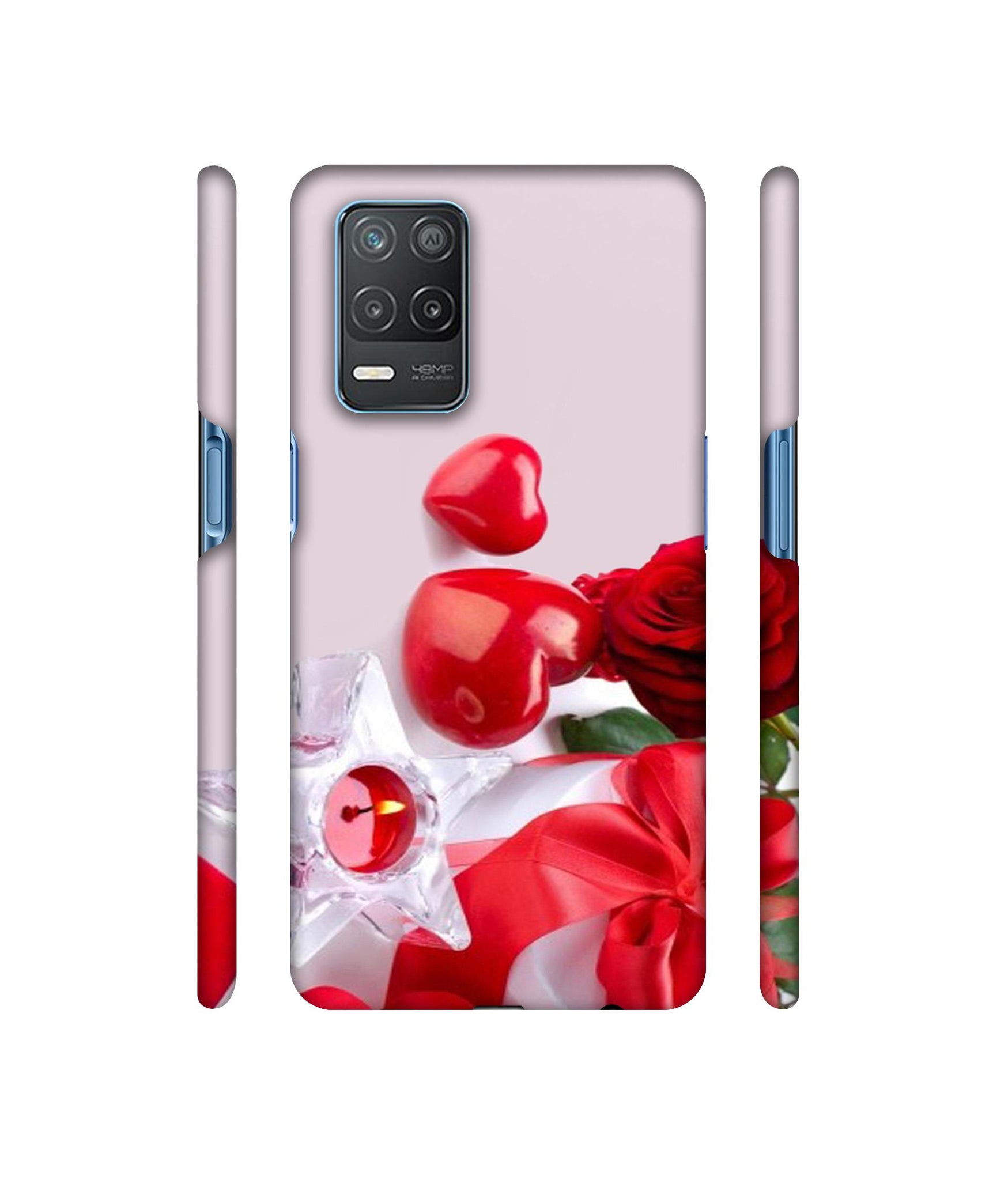 Red Rose Heart Valentines Couple Designer Hard Back Cover for Realme 8 5G / Realme 8s 5G