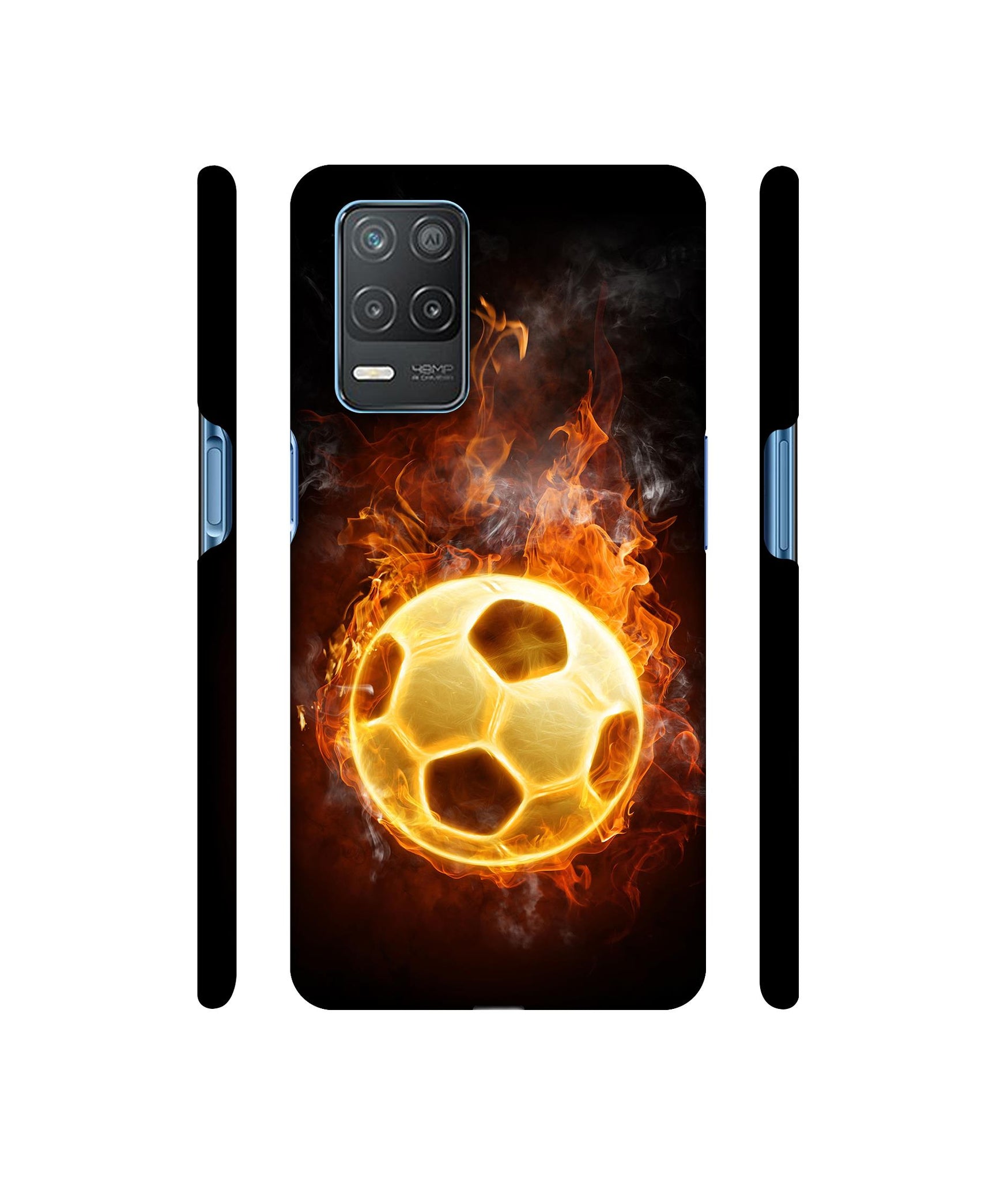 Football & Fire Designer Hard Back Cover for Realme 8 5G / Realme 8s 5G