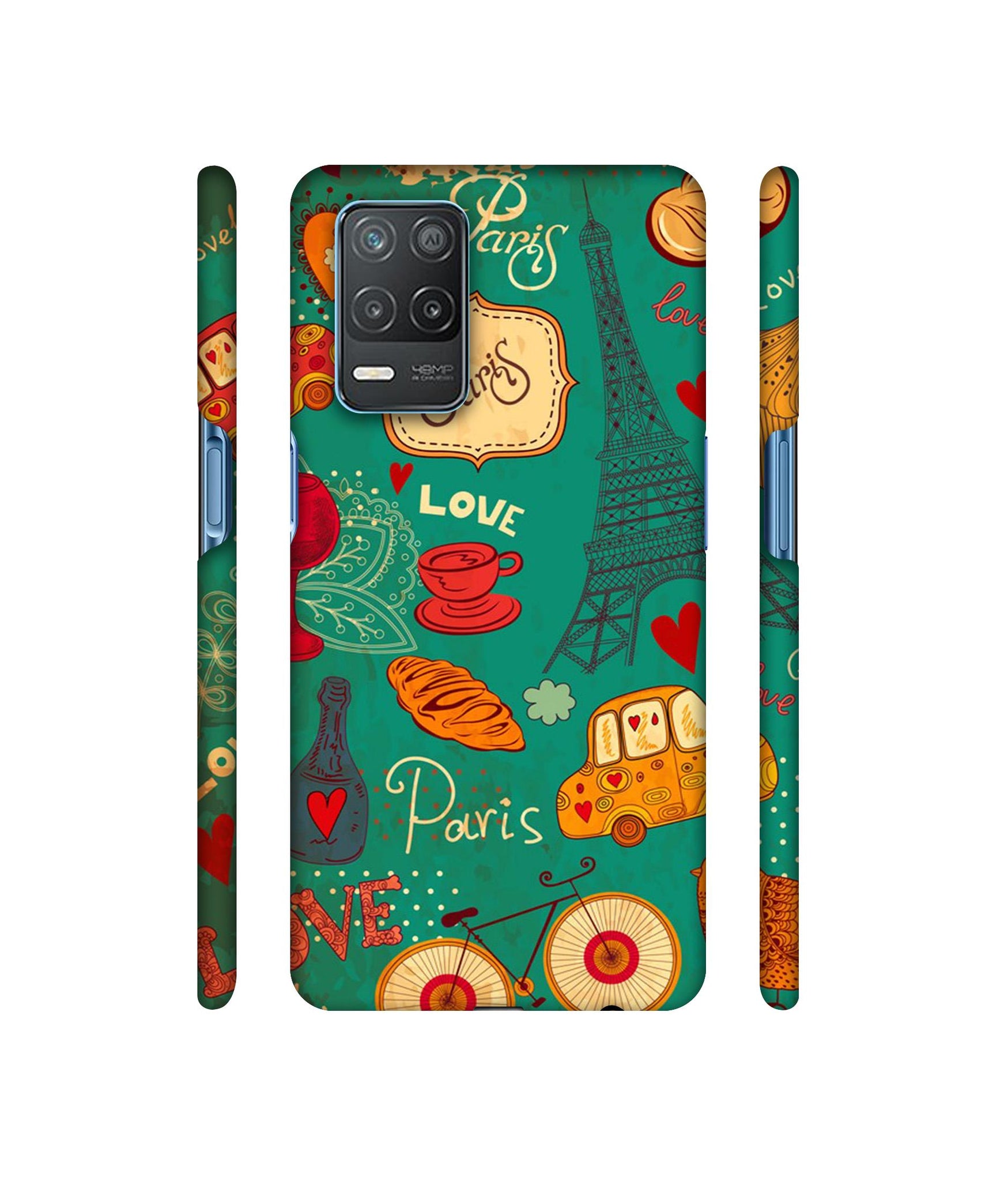 Paris Love Print Designer Hard Back Cover for Realme 8 5G / Realme 8s 5G