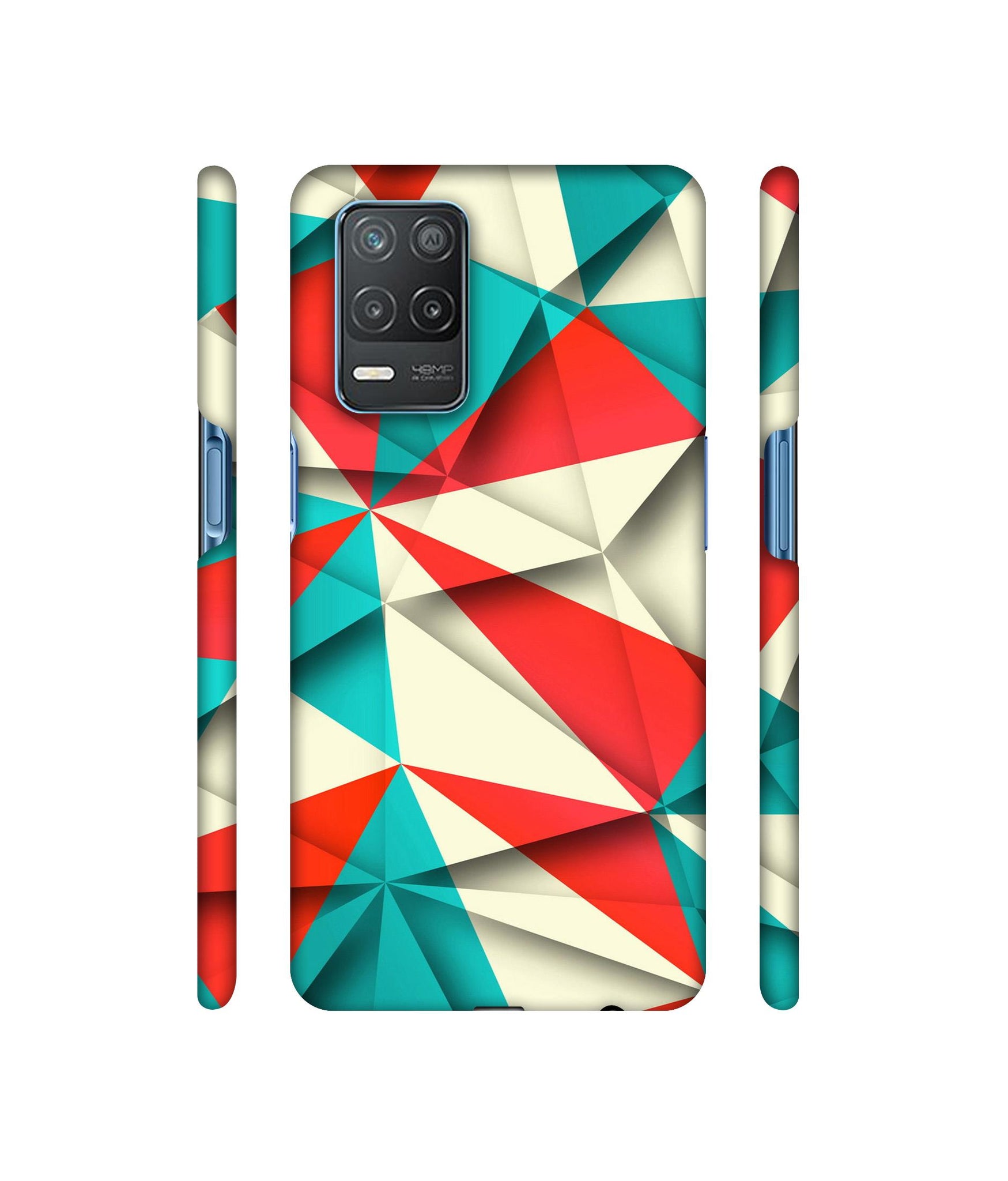 Red Blue White Pattern Designer Hard Back Cover for Realme 8 5G / Realme 8s 5G