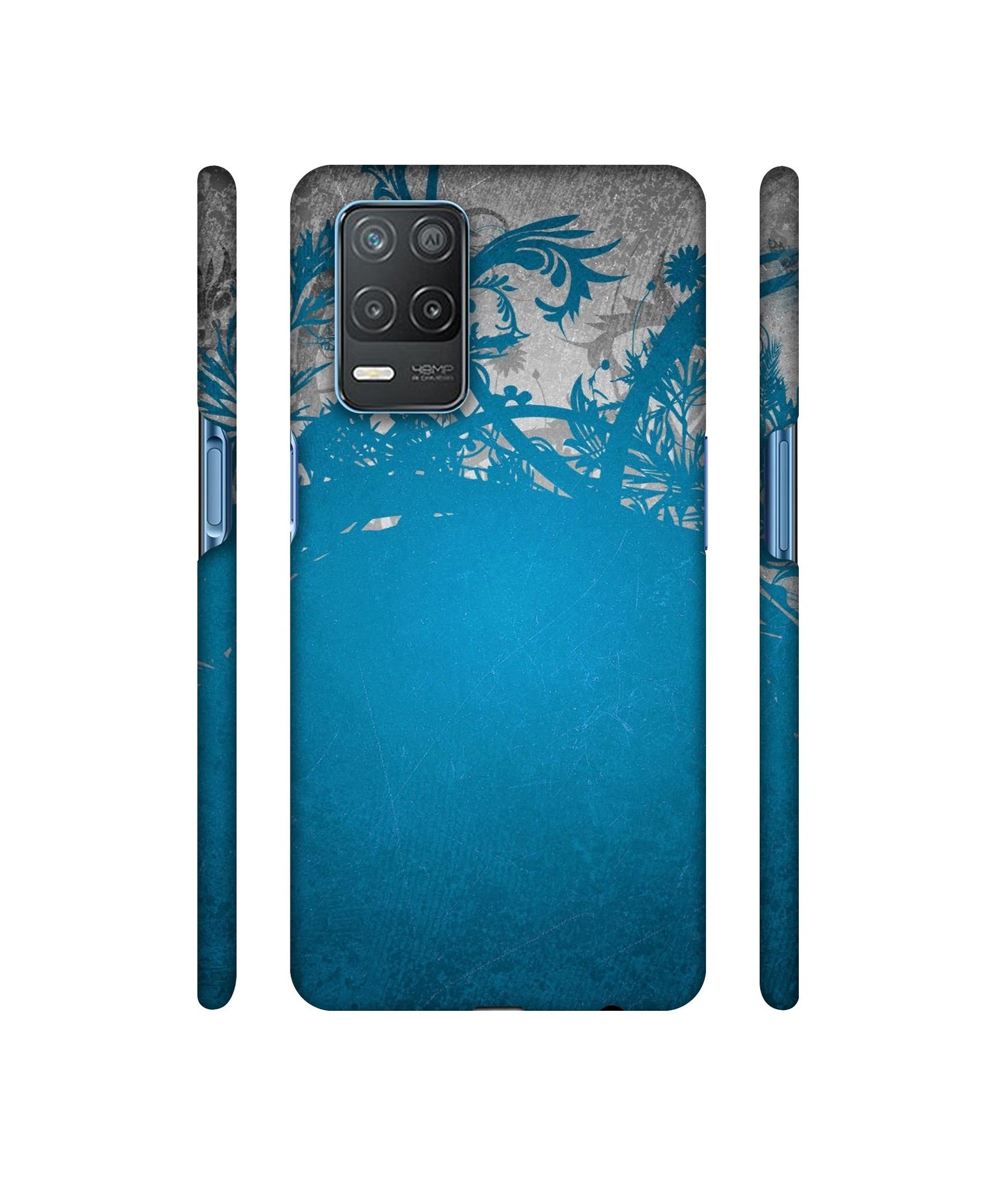 Blue Floral Pattern Designer Hard Back Cover for Realme 8 5G / Realme 8s 5G