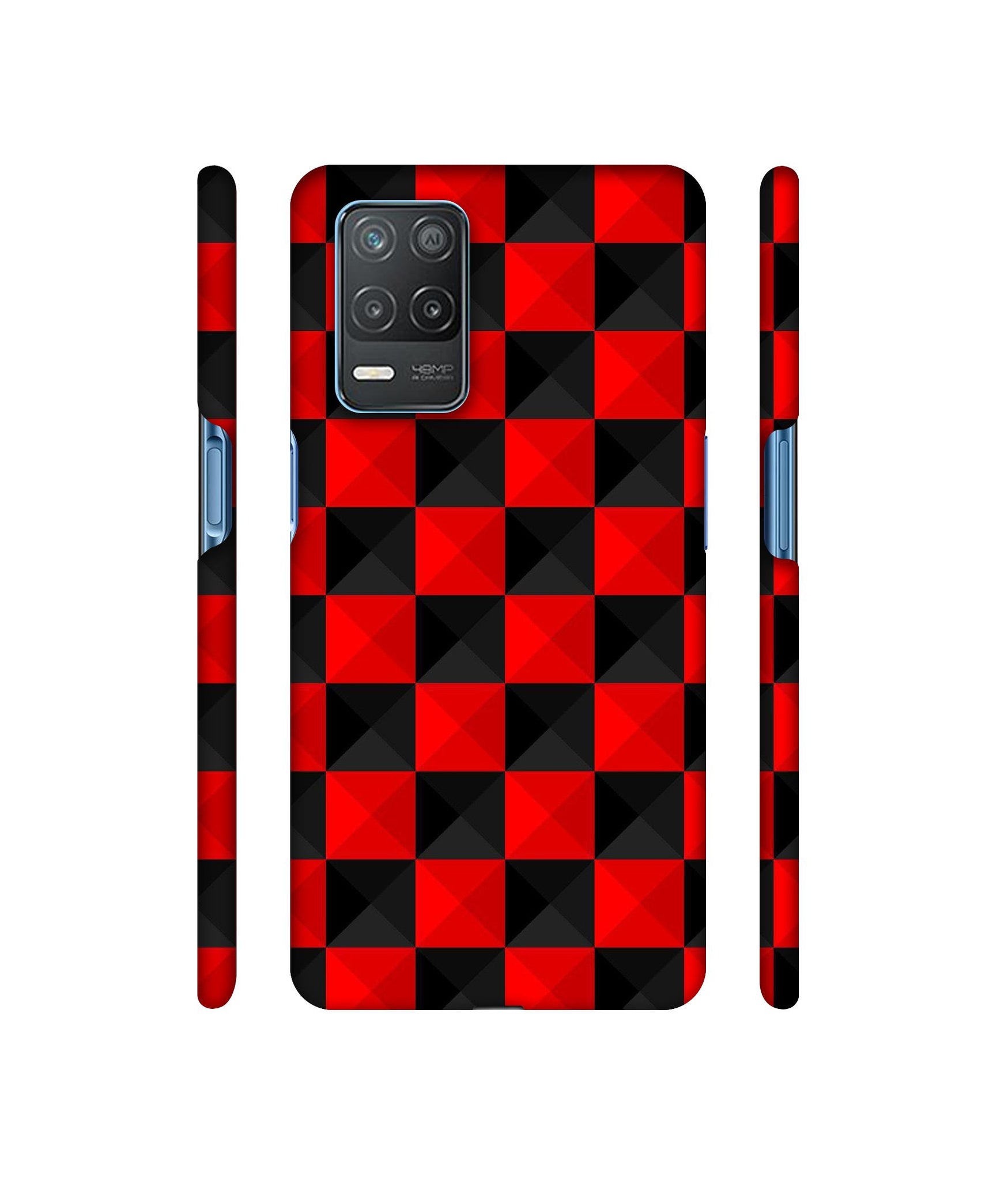 Red N Black Cubes Designer Hard Back Cover for Realme 8 5G / Realme 8s 5G