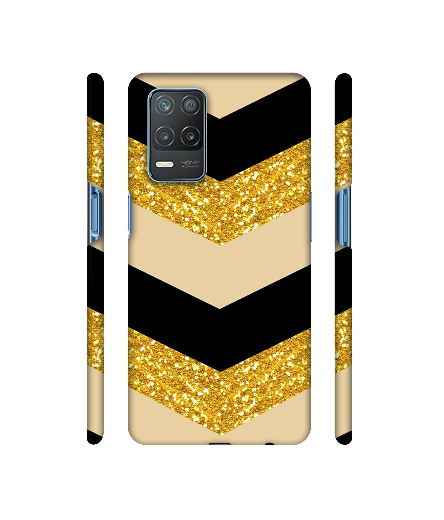 Black & Gold Designer Hard Back Cover for Realme 8 5G / Realme 8s 5G