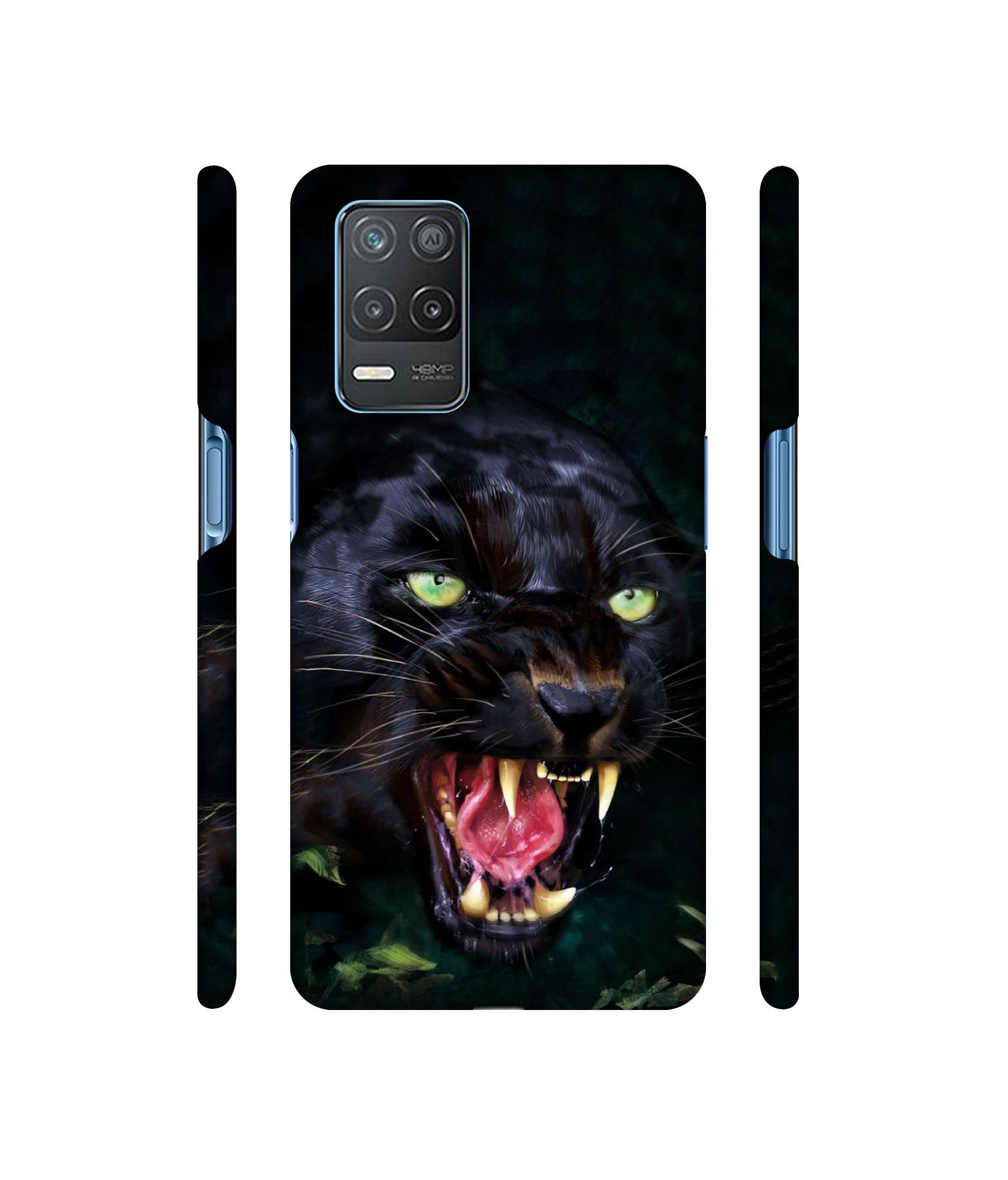 Angry Black Tiger Face Designer Hard Back Cover for Realme 8 5G / Realme 8s 5G
