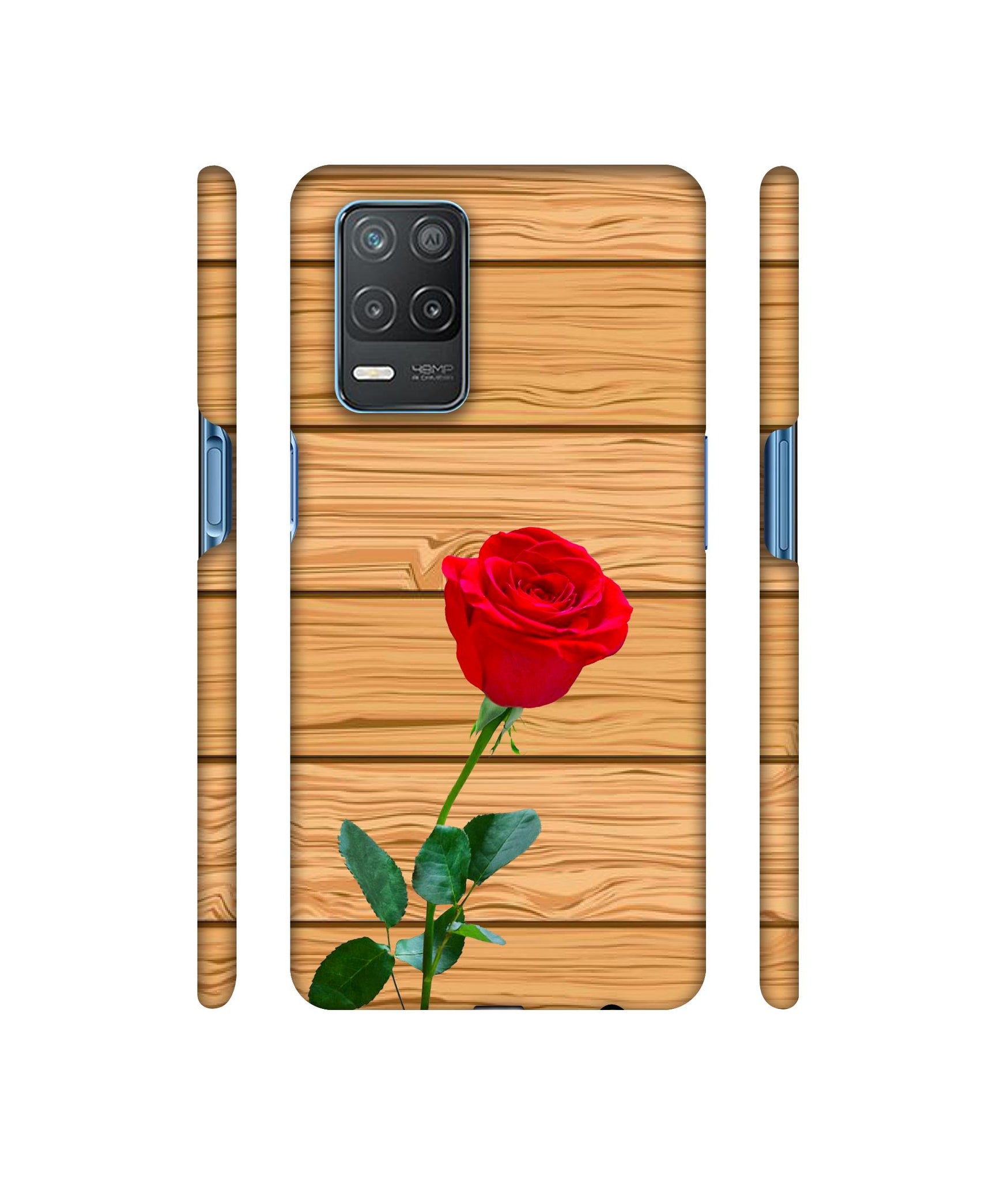 Rose With Wooden Texture Designer Hard Back Cover for Realme 8 5G / Realme 8s 5G