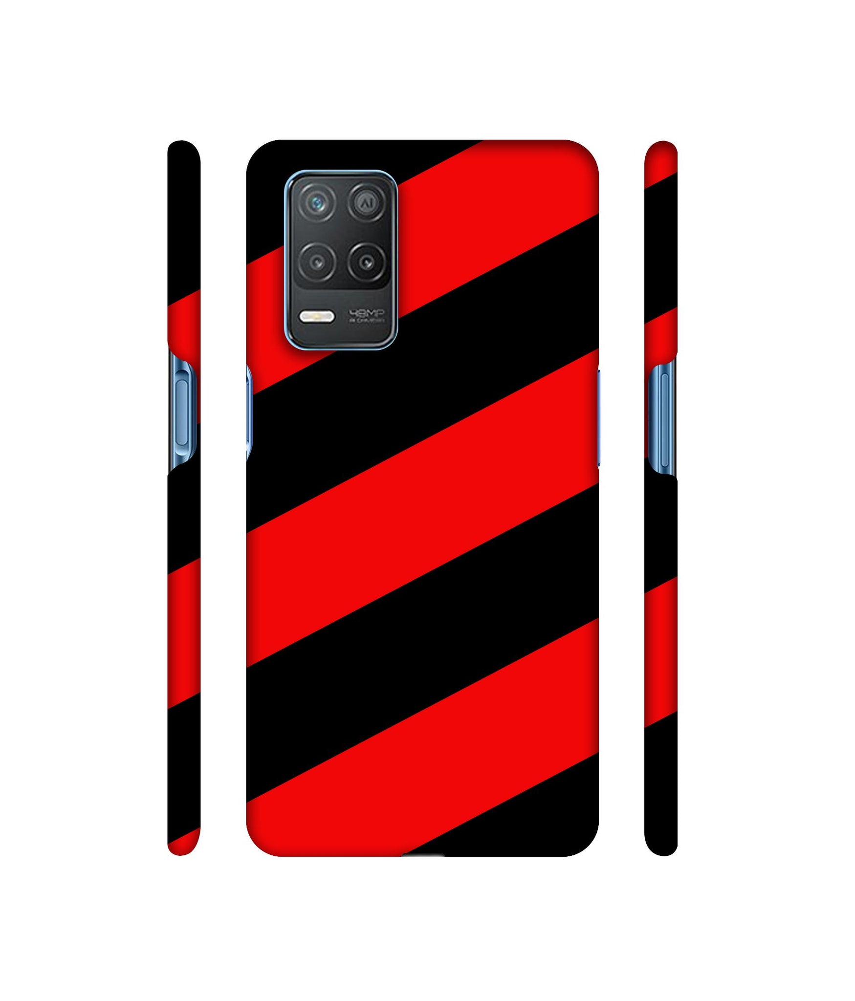 Red and Black Line Designer Hard Back Cover for Realme 8 5G / Realme 8s 5G