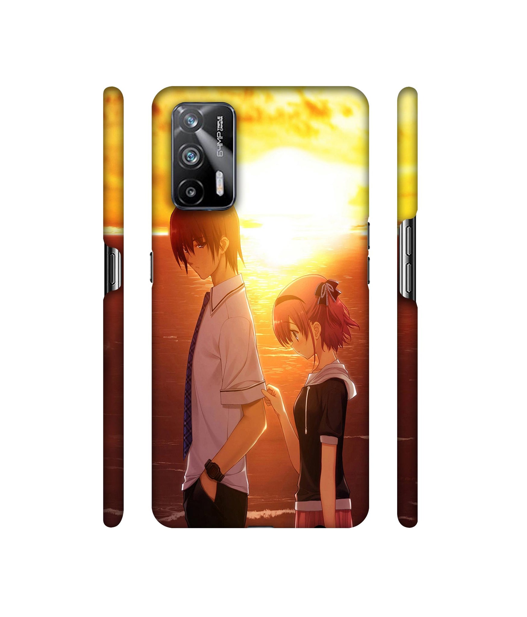 Girl Boy Sunset Sea Designer Hard Back Cover for Realme X7 Max 5G / Realme GT 5G