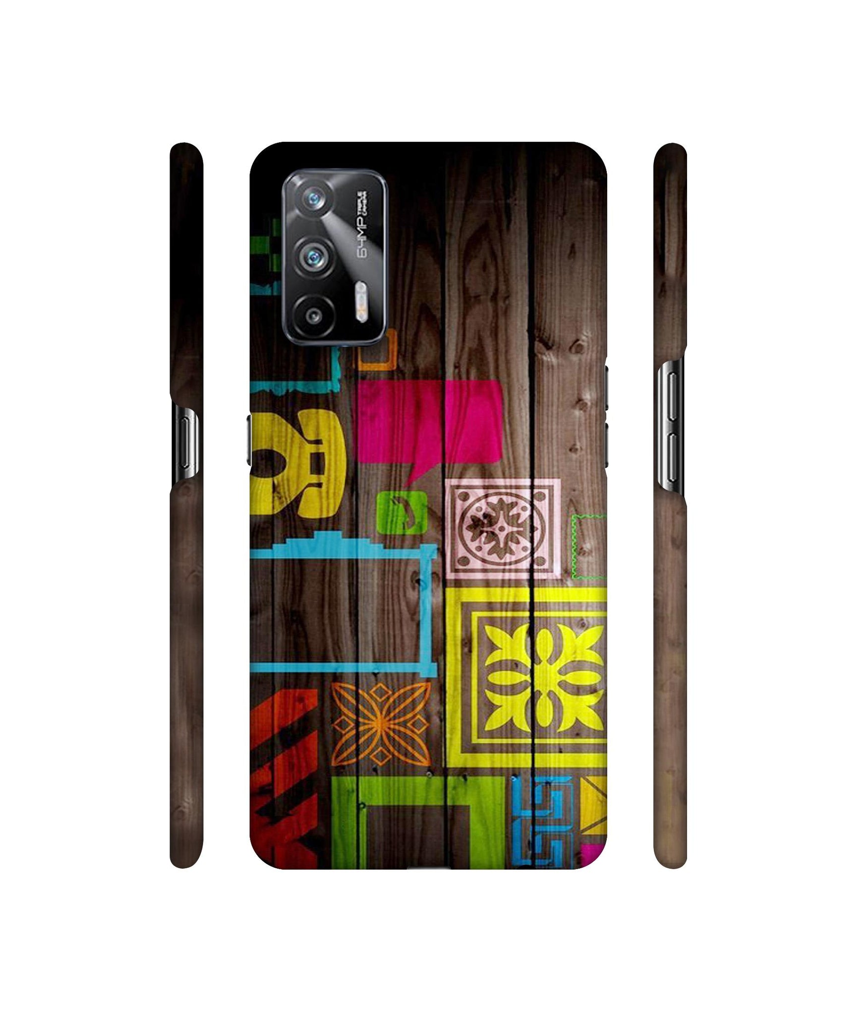 Stamps on Wooden Texture Designer Hard Back Cover for Realme X7 Max 5G / Realme GT 5G