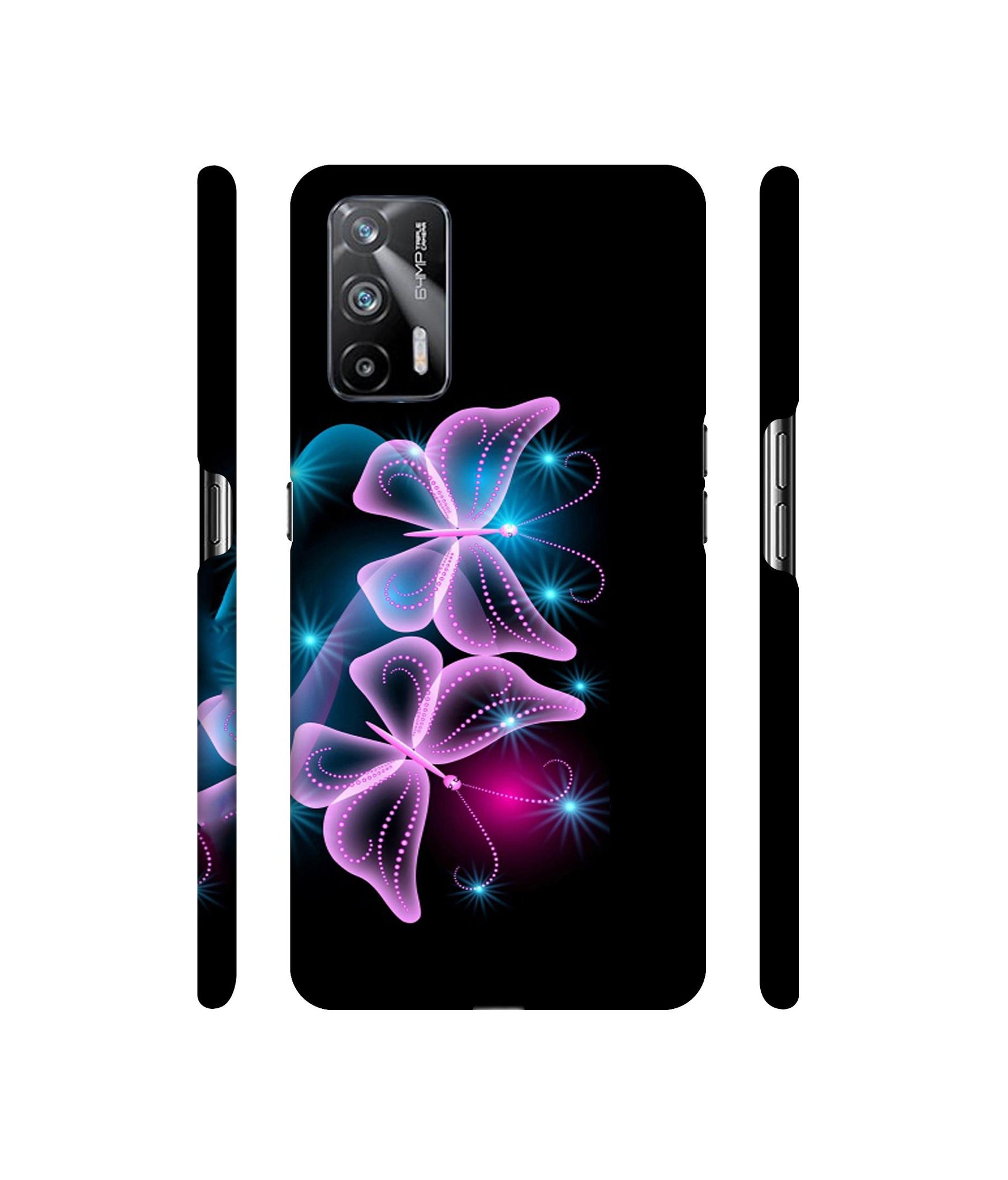 Butterflies Neon Light Designer Hard Back Cover for Realme X7 Max 5G / Realme GT 5G
