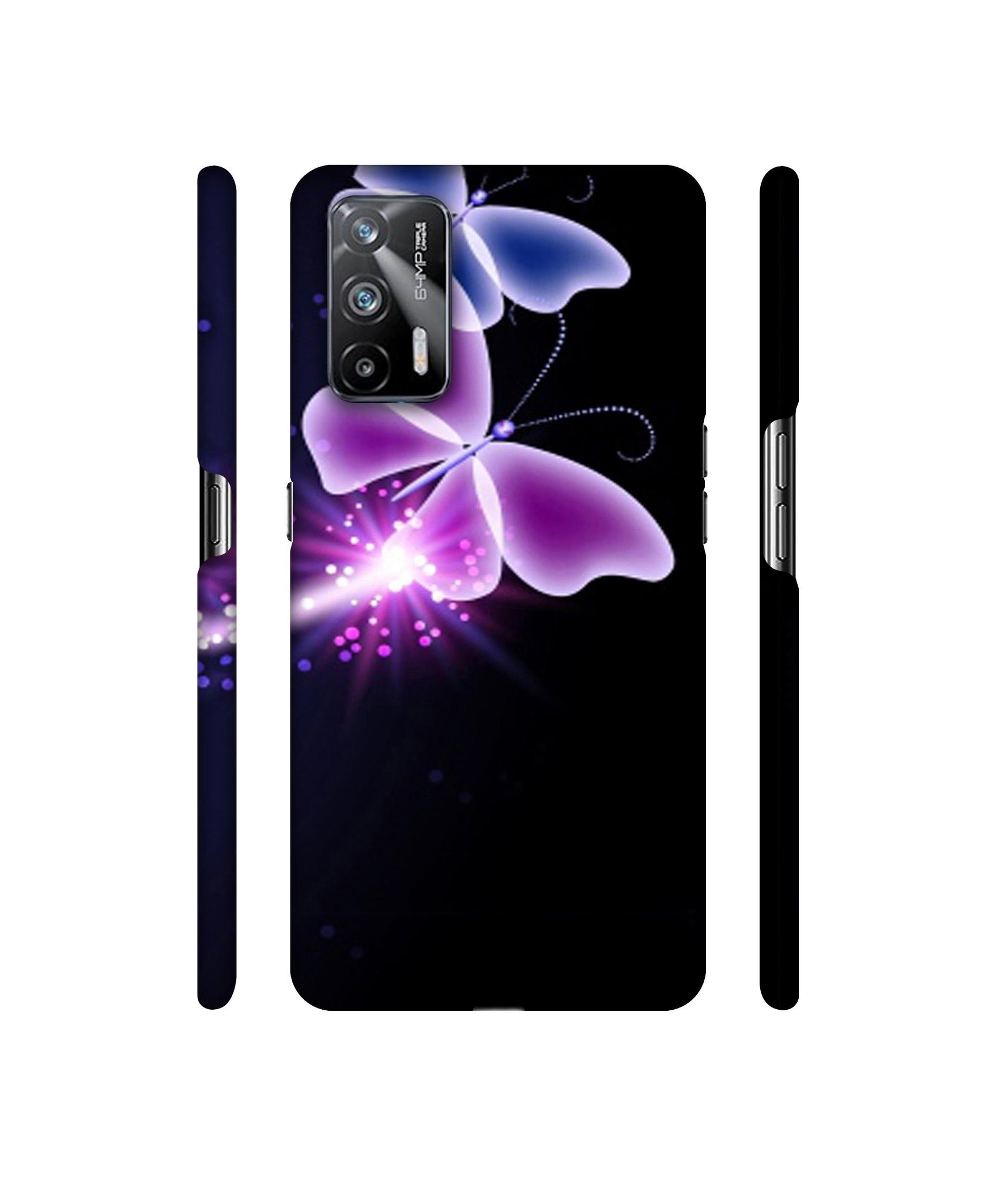 Neon Butterfly Light Abstract Shine Designer Hard Back Cover for Realme X7 Max 5G / Realme GT 5G