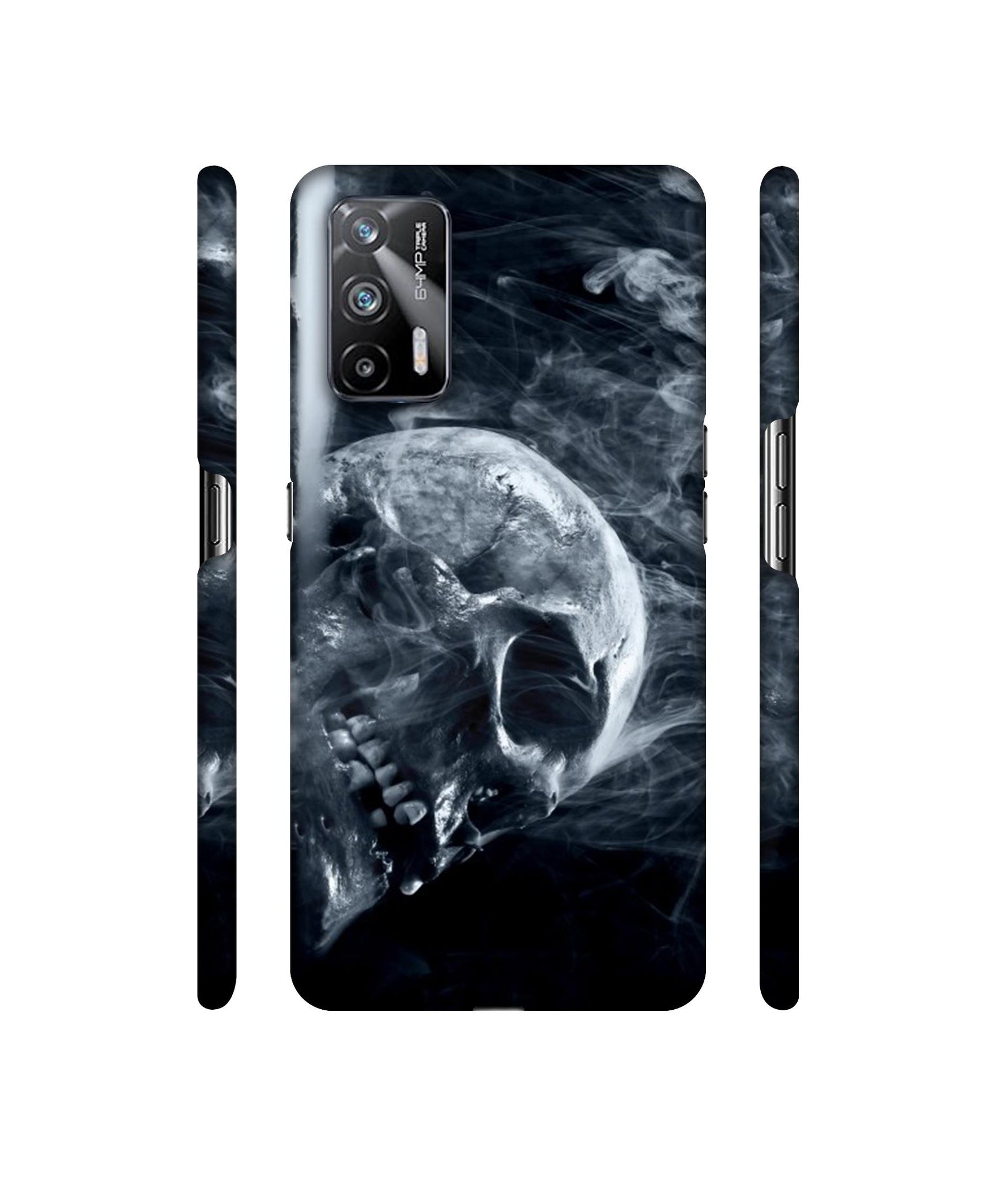 Skull Smoke Blue Scary Death Designer Hard Back Cover for Realme X7 Max 5G / Realme GT 5G