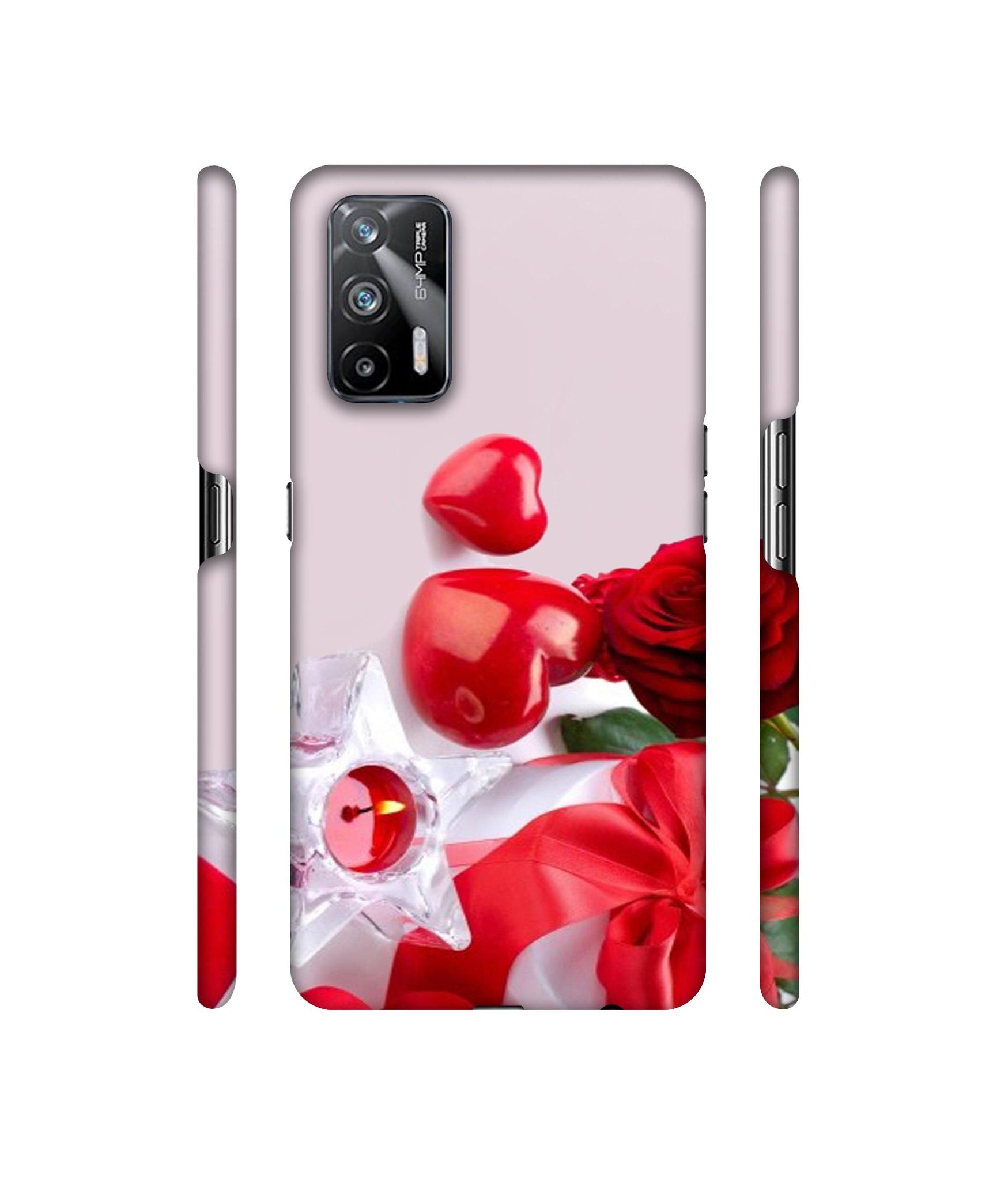 Red Rose Heart Valentines Couple Designer Hard Back Cover for Realme X7 Max 5G / Realme GT 5G