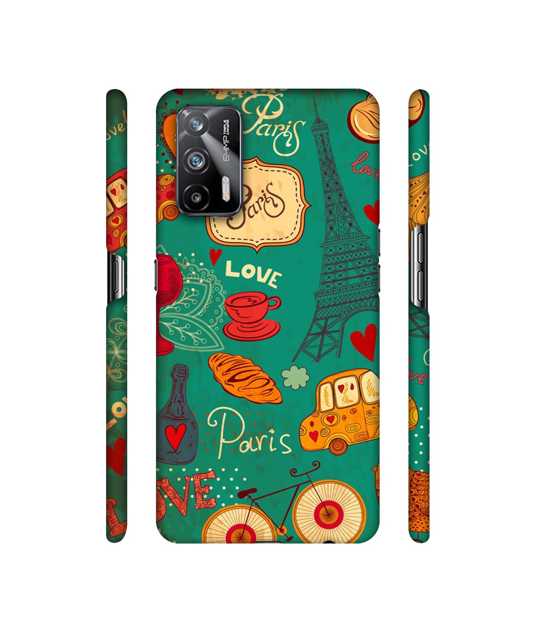Paris Love Print Designer Hard Back Cover for Realme X7 Max 5G / Realme GT 5G