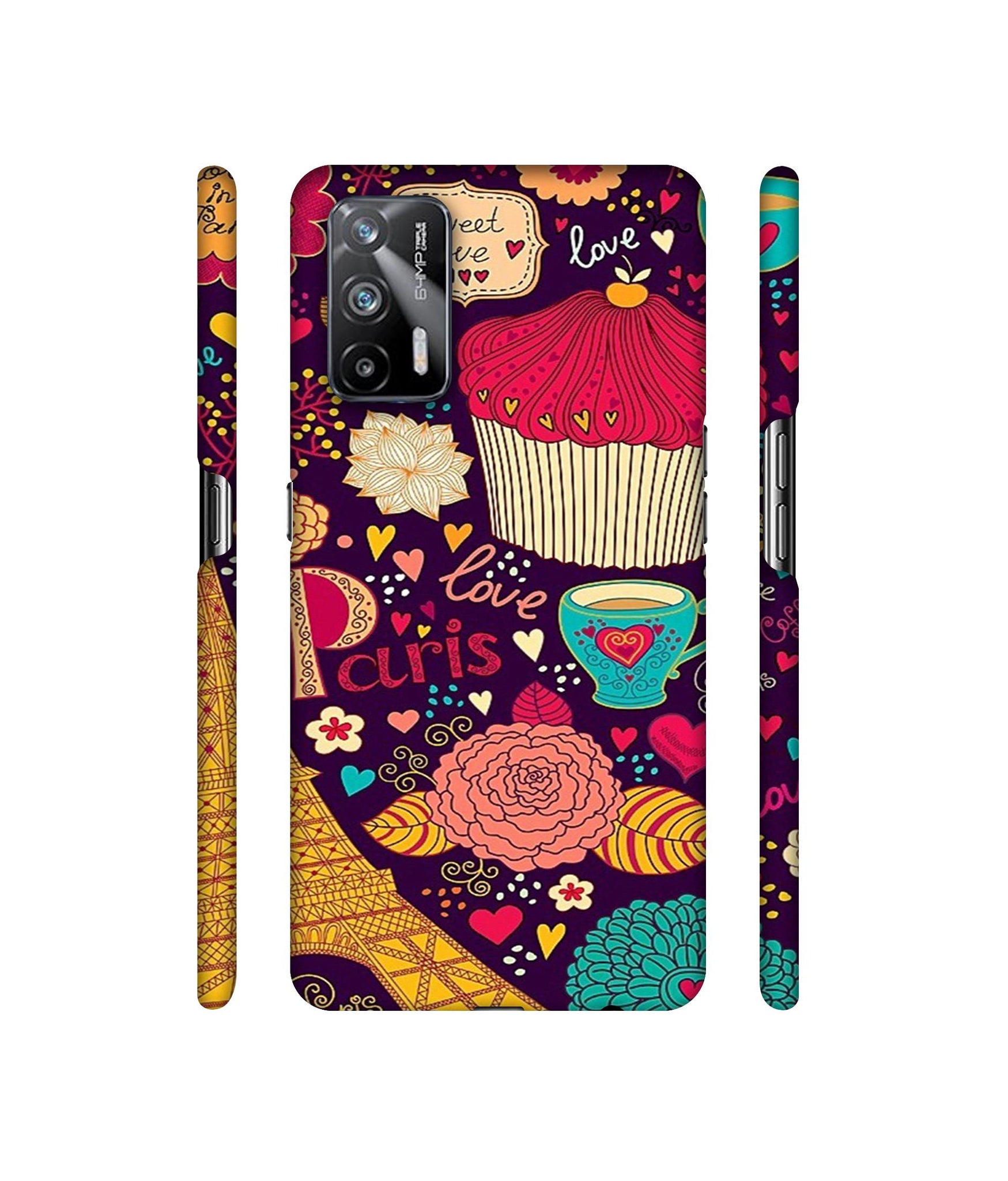 Paris Flower Love Designer Hard Back Cover for Realme X7 Max 5G / Realme GT 5G
