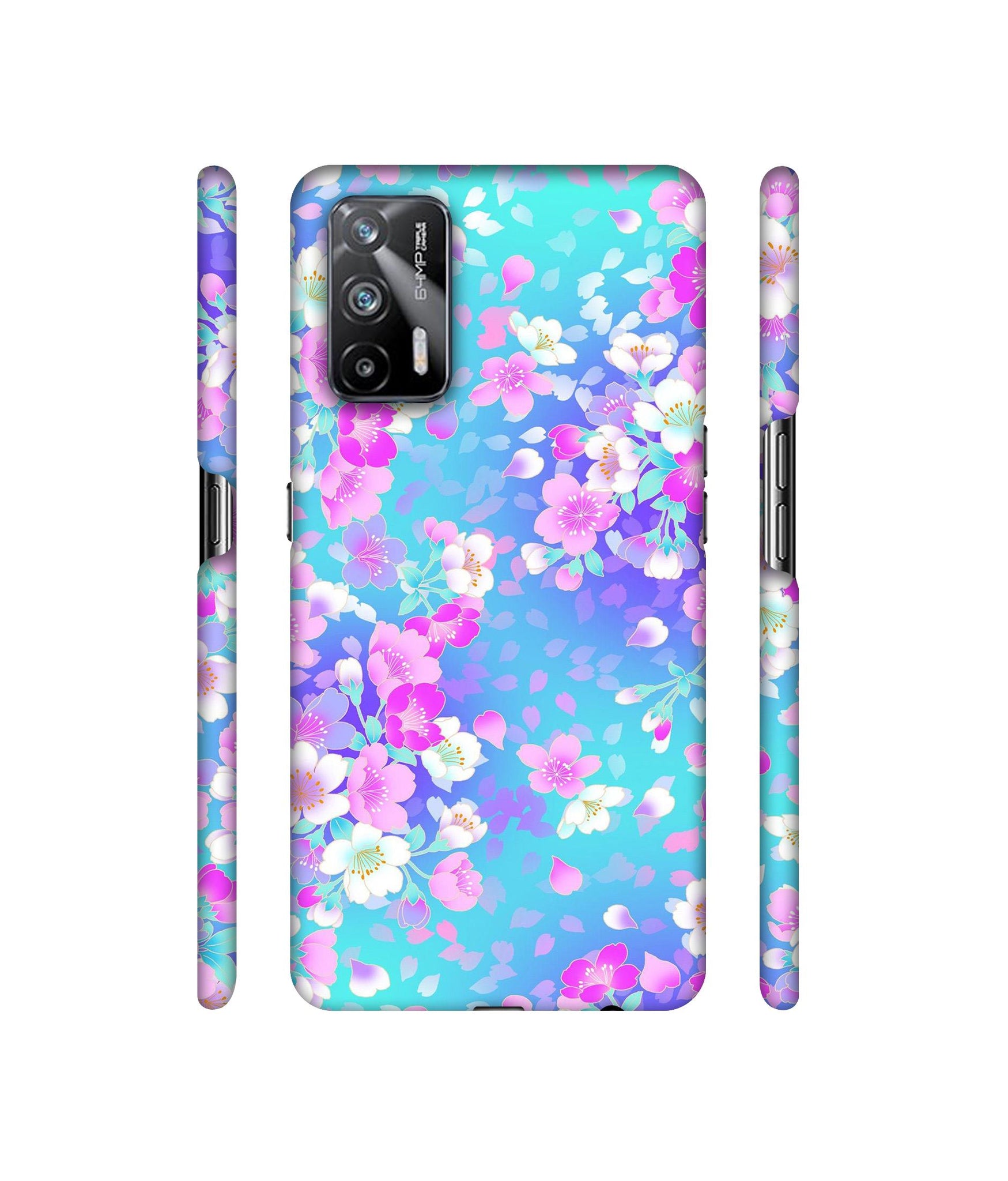 Floral Blue Pattern Designer Hard Back Cover for Realme X7 Max 5G / Realme GT 5G