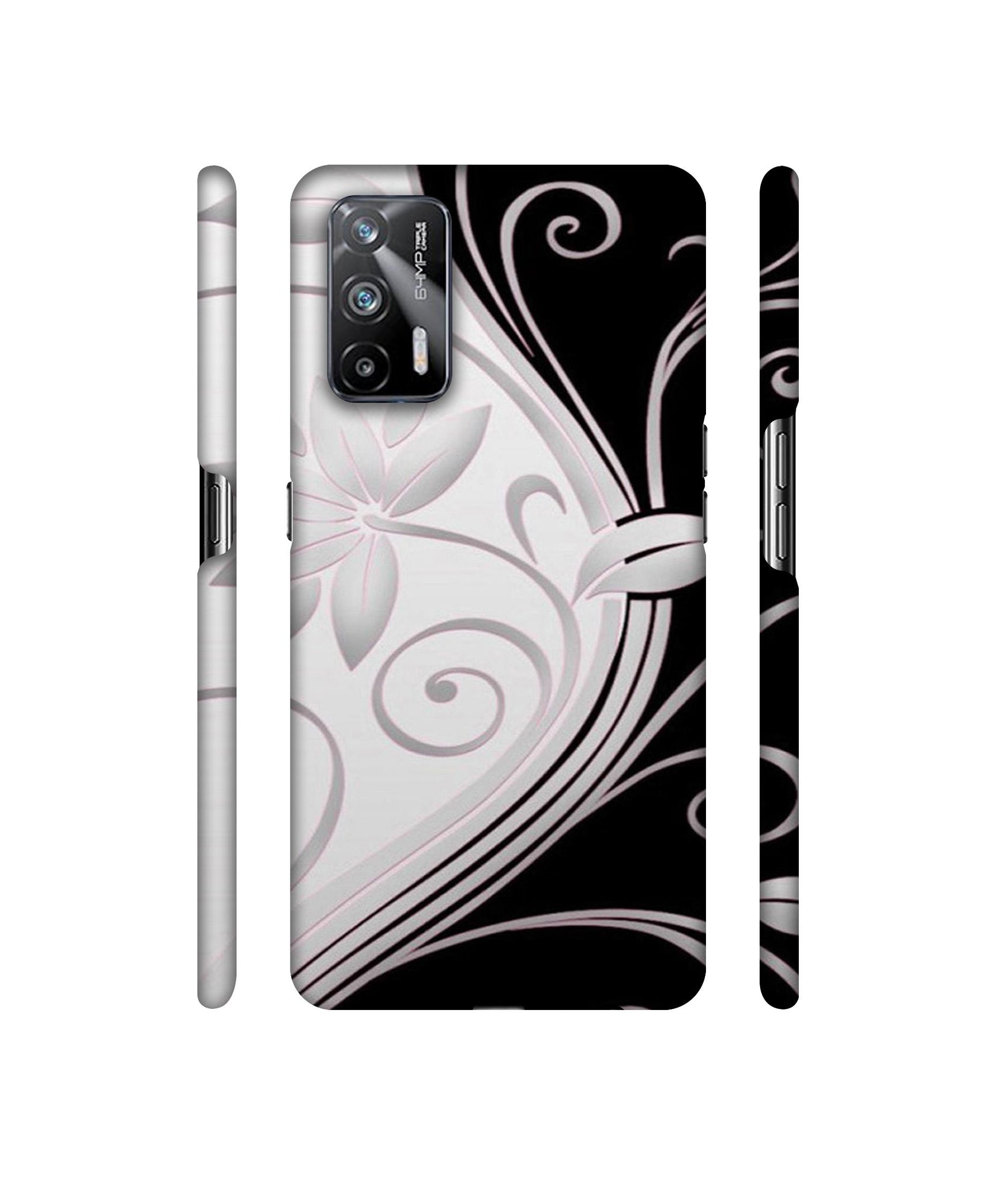 Black And White Flower Designer Hard Back Cover for Realme X7 Max 5G / Realme GT 5G
