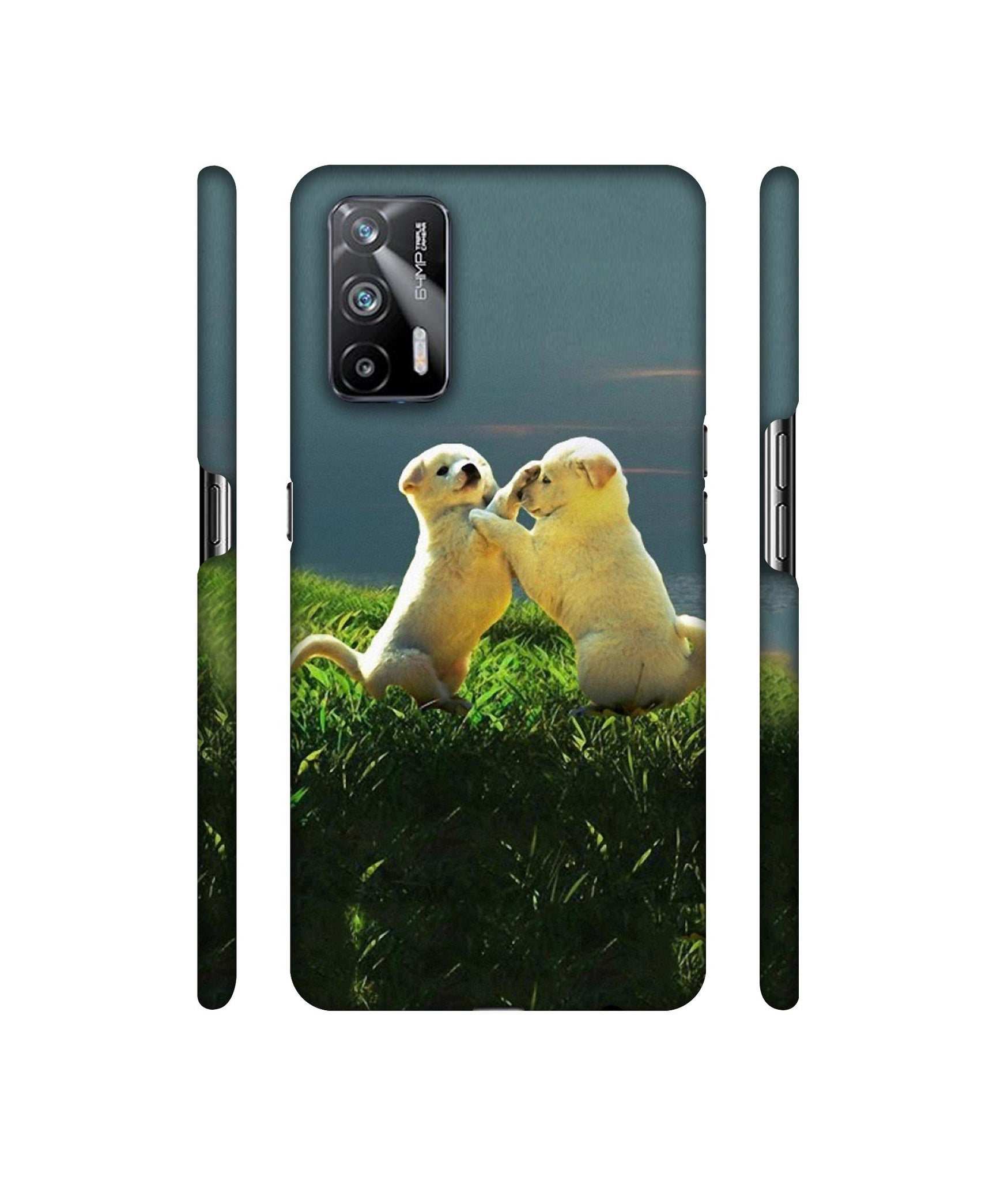 Puppy Couple Sunset Designer Hard Back Cover for Realme X7 Max 5G / Realme GT 5G