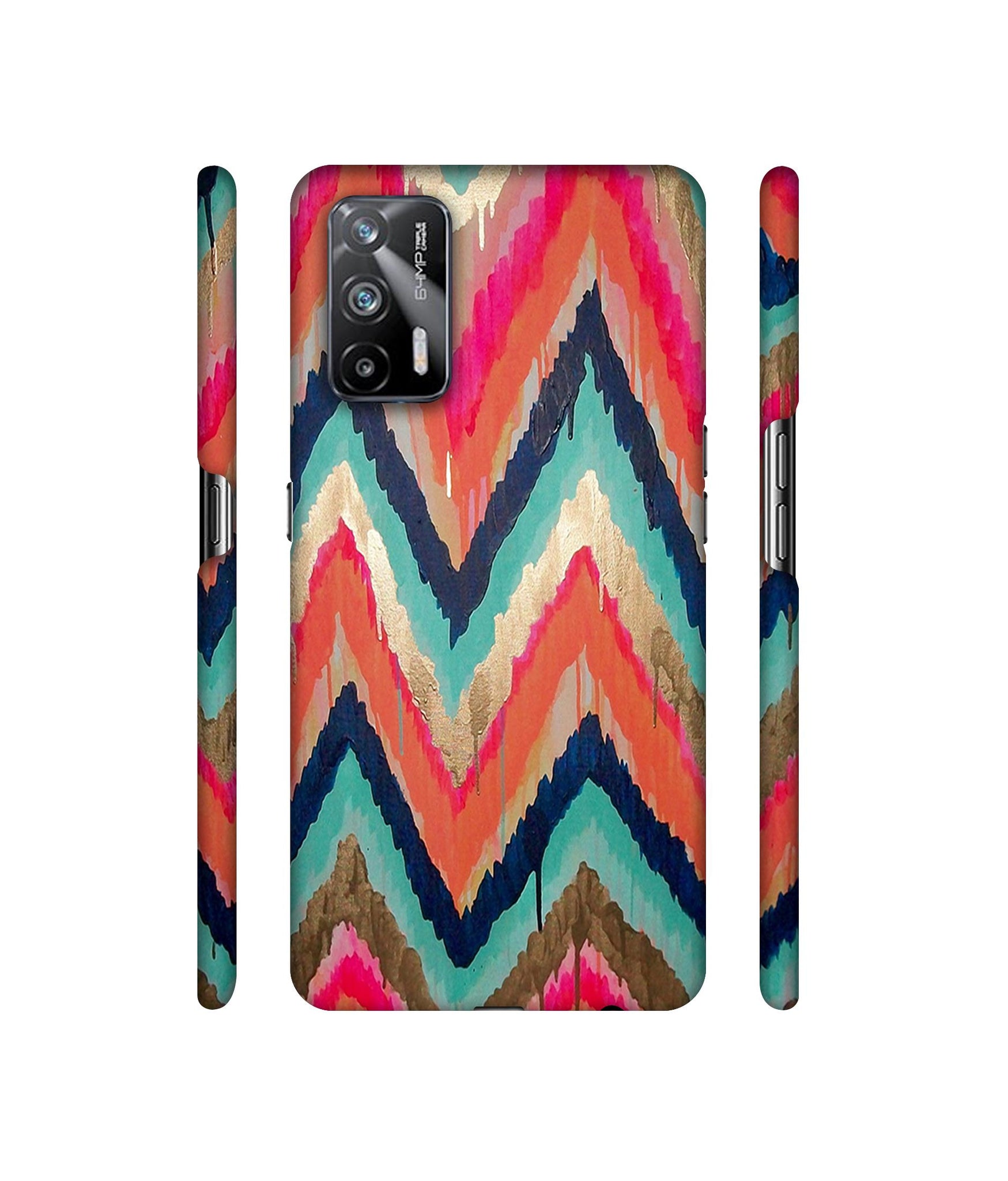 Colorful Zig-Zag Lines Art Designer Hard Back Cover for Realme X7 Max 5G / Realme GT 5G