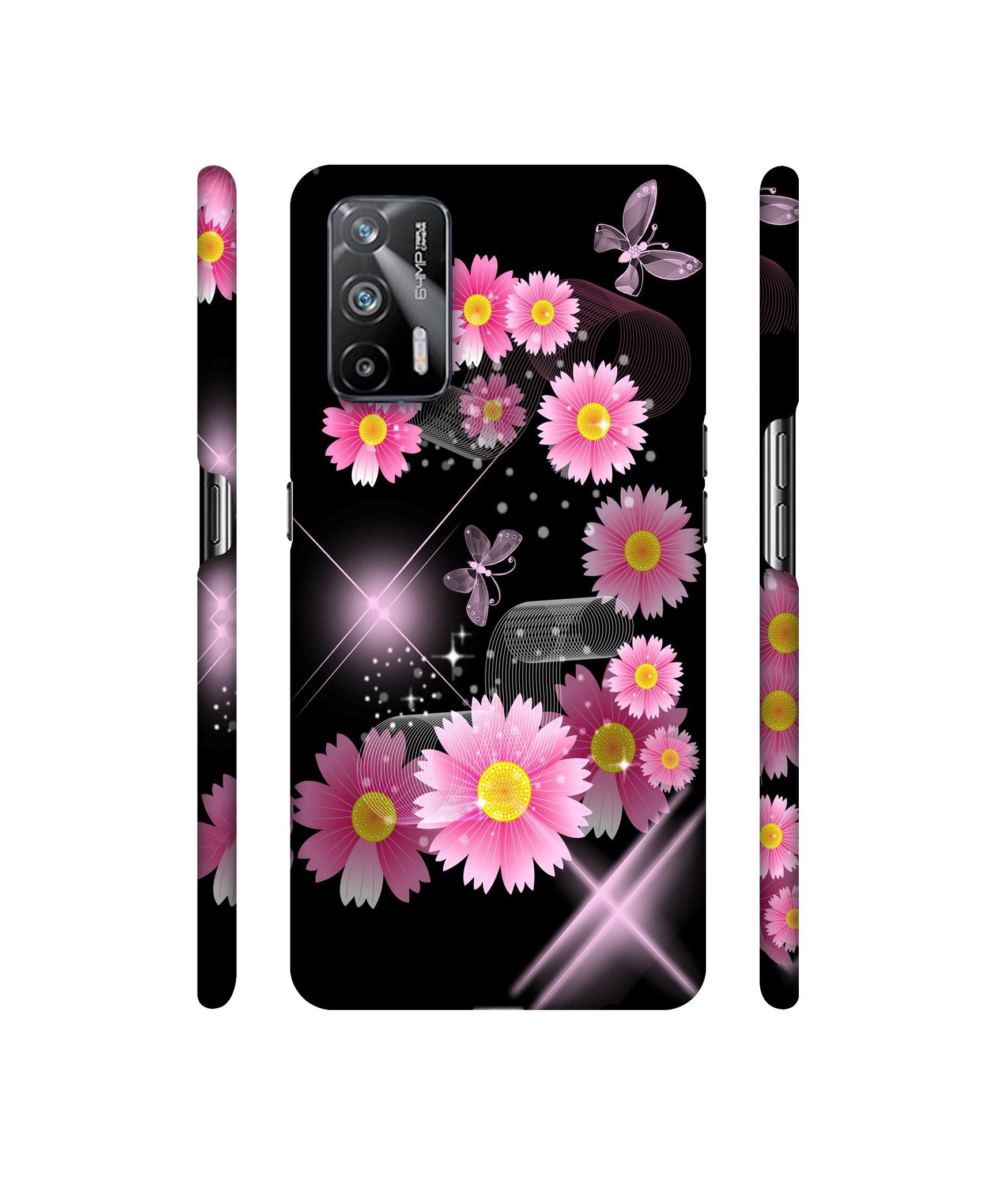 Pink Flower Designer Hard Back Cover for Realme X7 Max 5G / Realme GT 5G