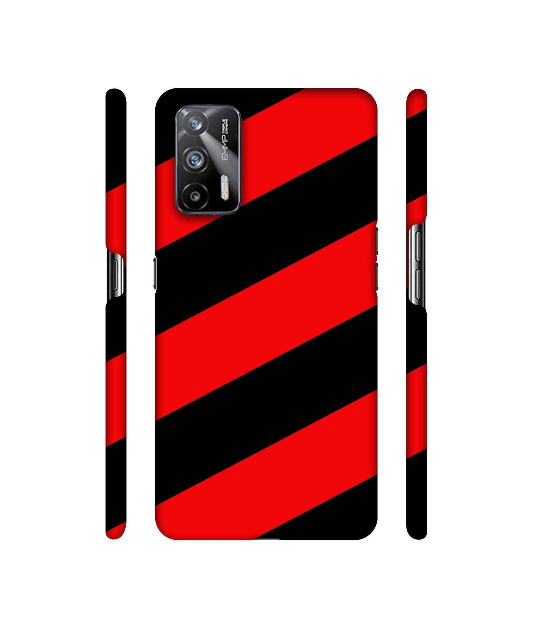 Red and Black Line Designer Hard Back Cover for Realme X7 Max 5G / Realme GT 5G
