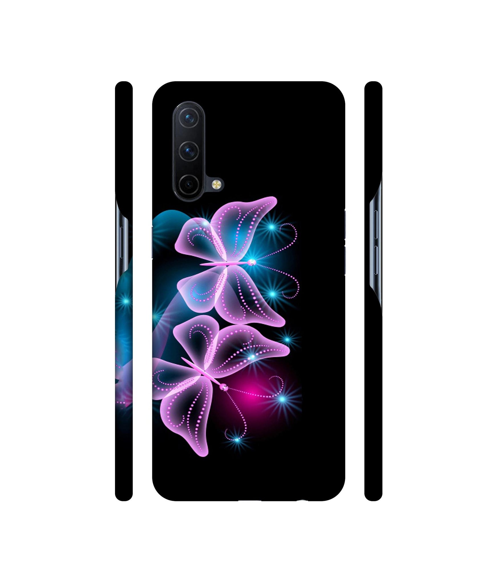 Butterflies Neon Light Designer Hard Back Cover for OnePlus Nord CE 5G