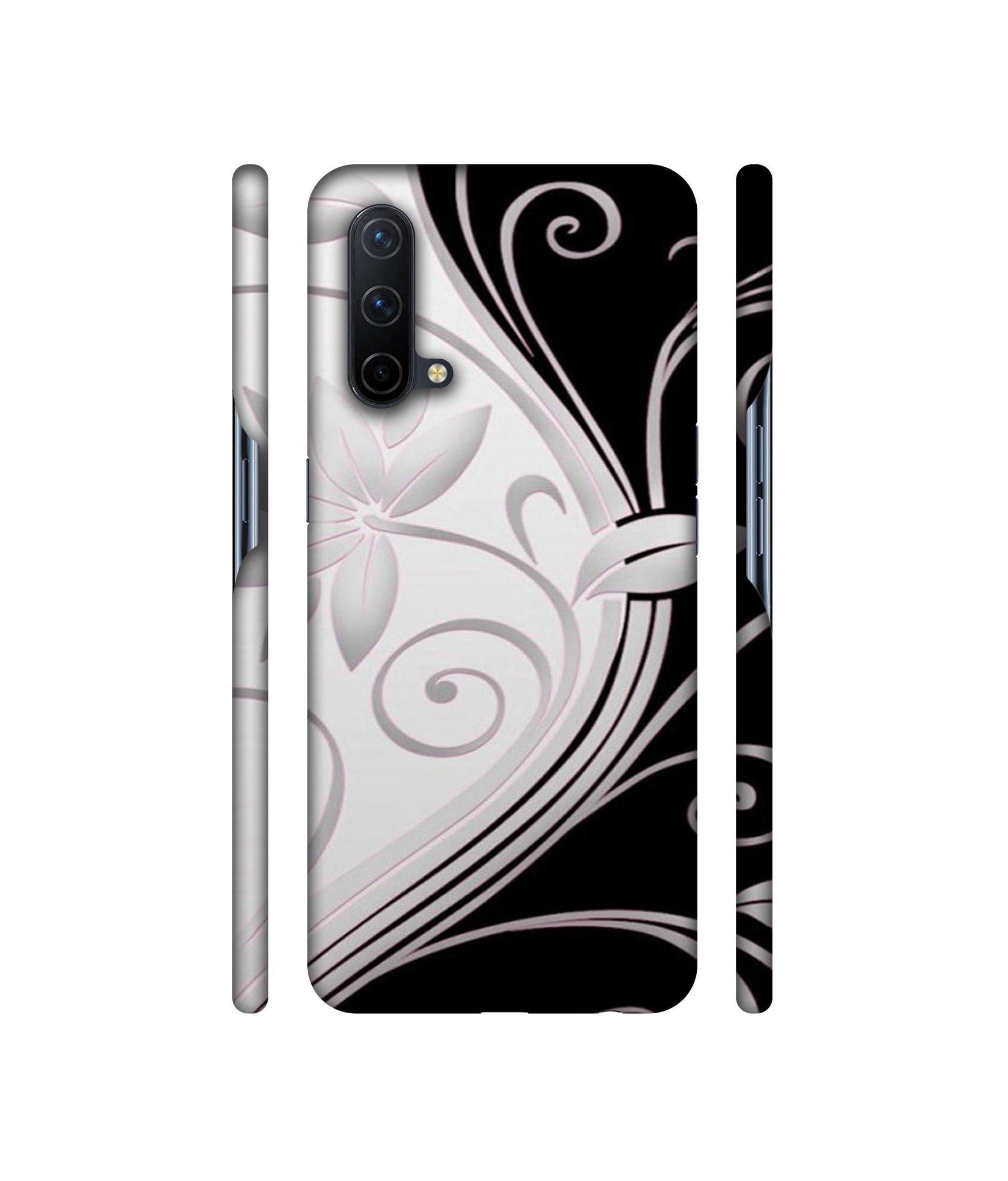 Black And White Flower Designer Hard Back Cover for OnePlus Nord CE 5G