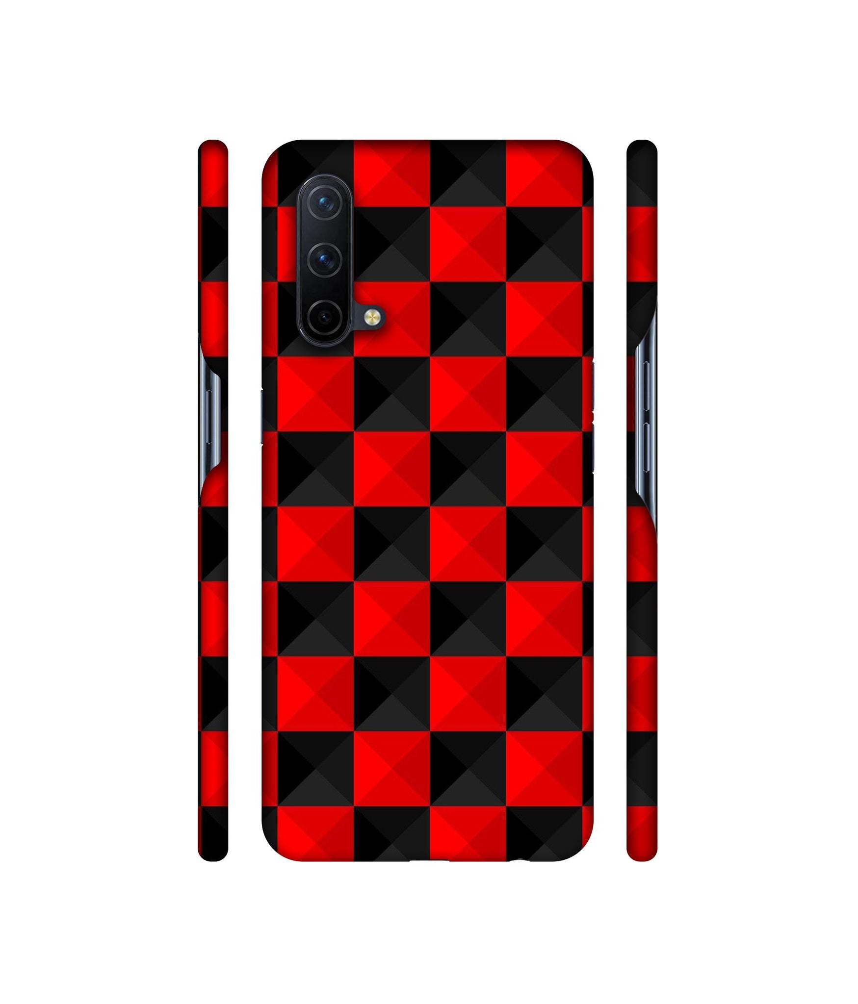 Red N Black Cubes Designer Hard Back Cover for OnePlus Nord CE 5G