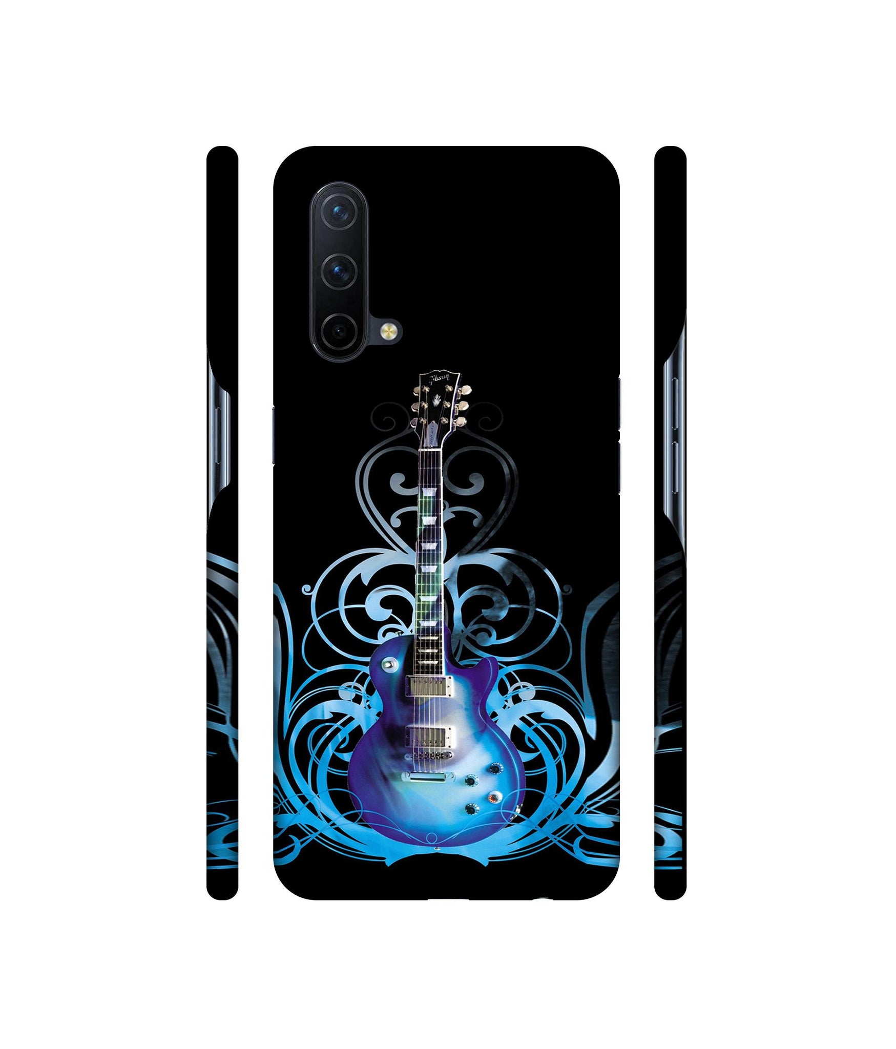 Guitar In Blue Pattern Designer Hard Back Cover for OnePlus Nord CE 5G