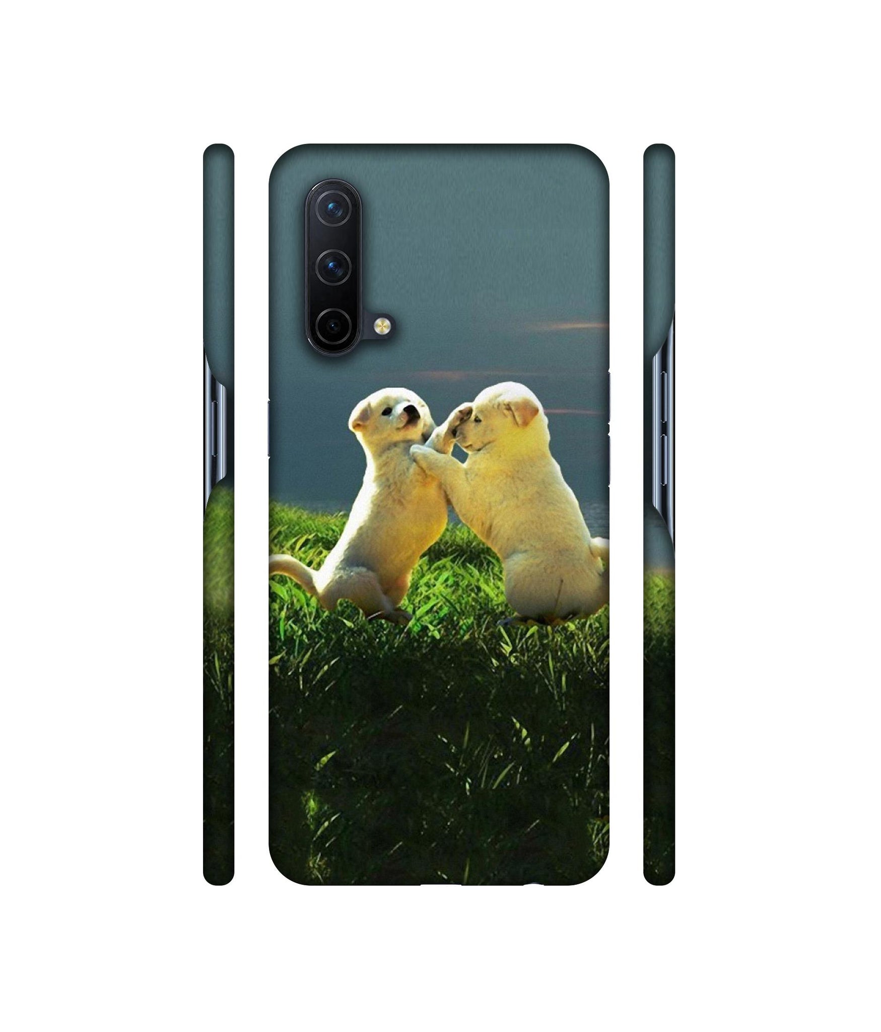 Puppy Couple Sunset Designer Hard Back Cover for OnePlus Nord CE 5G